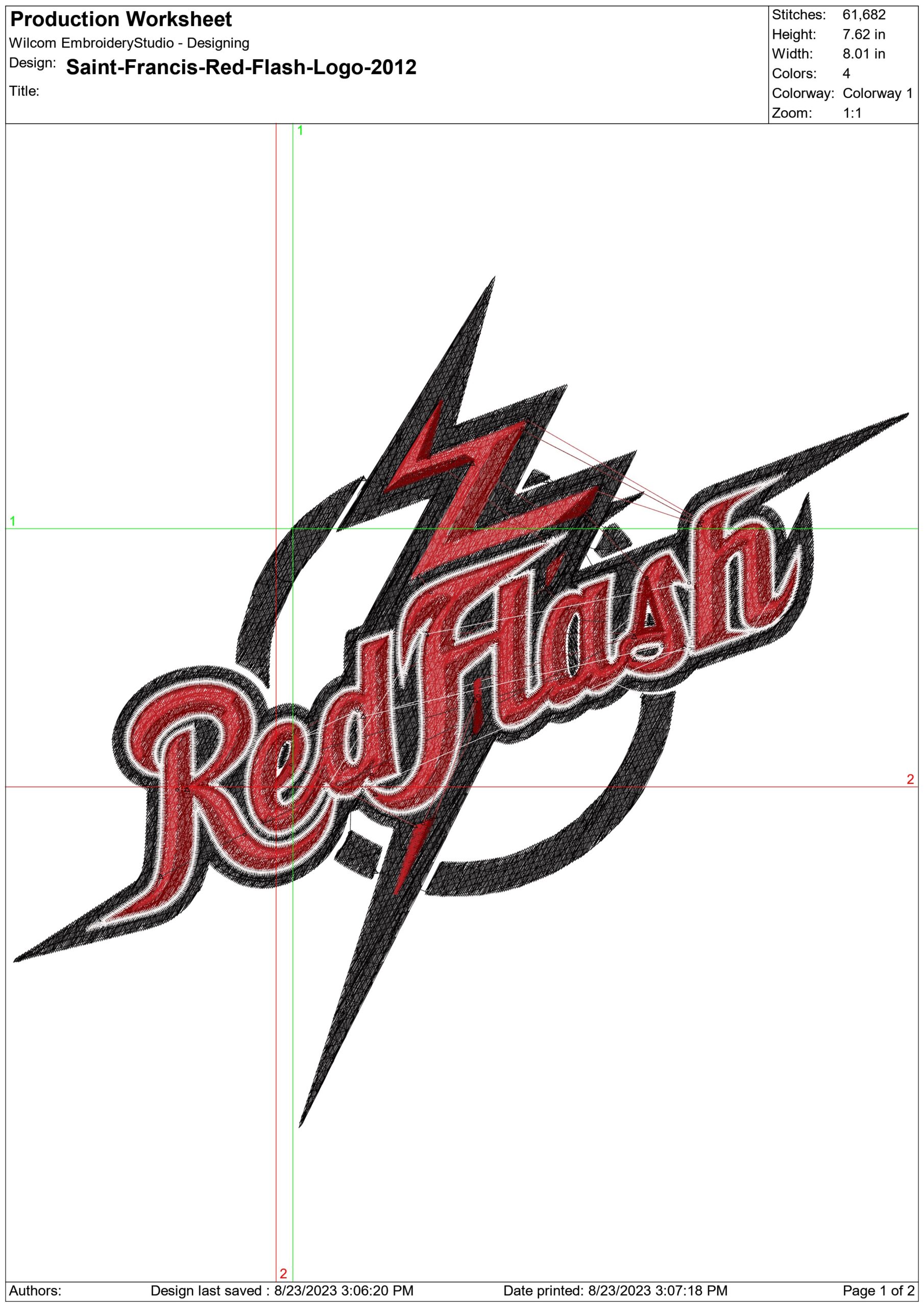 Saint Francis Red Flash embroidery design - Saint Francis Red Flash University men's basketball embroidery machine pattern embroidery file - instant download — view 2