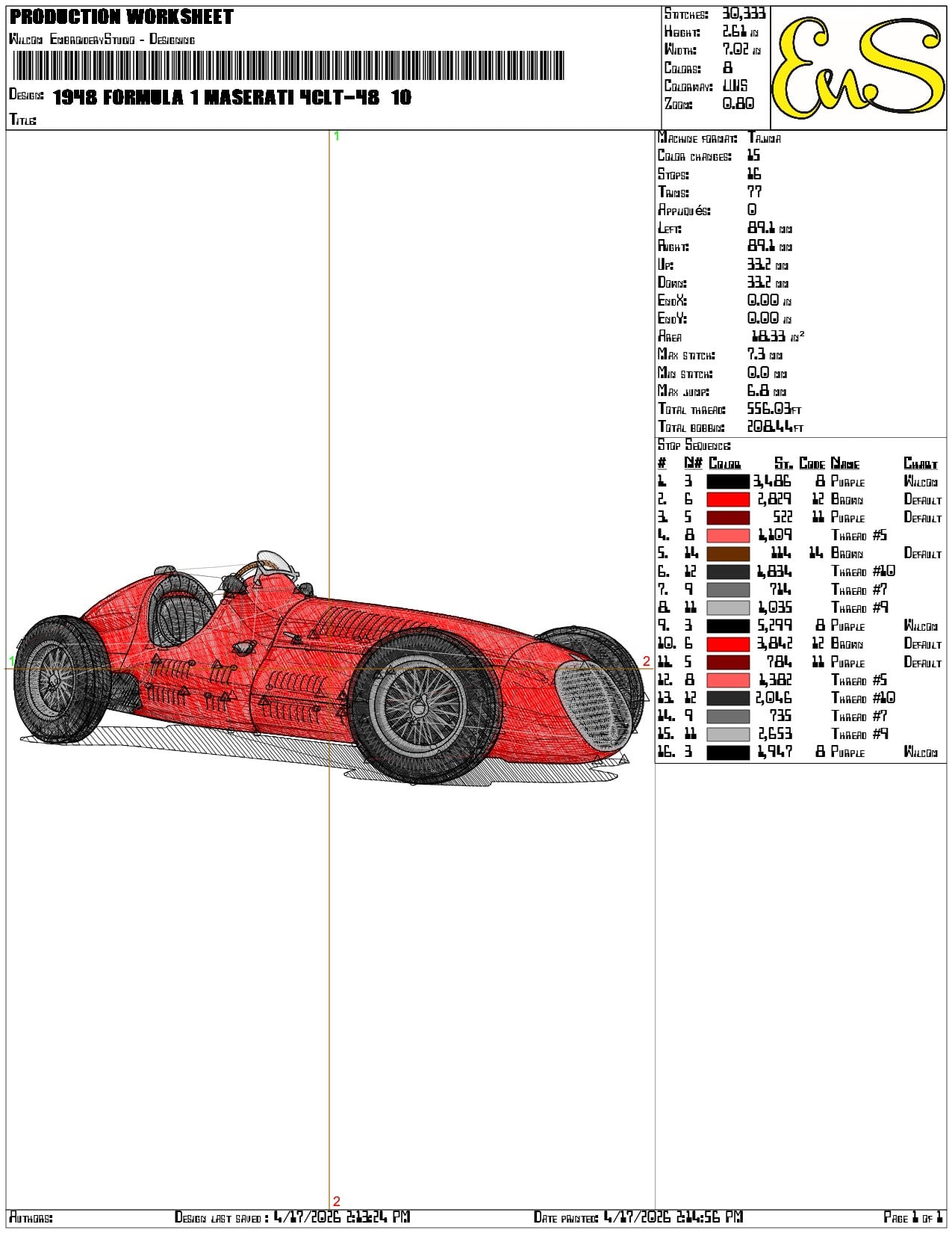 1948 Formula 1 Maserati 4CLT 48     - Elegant embroidery design file-instant download — view 3