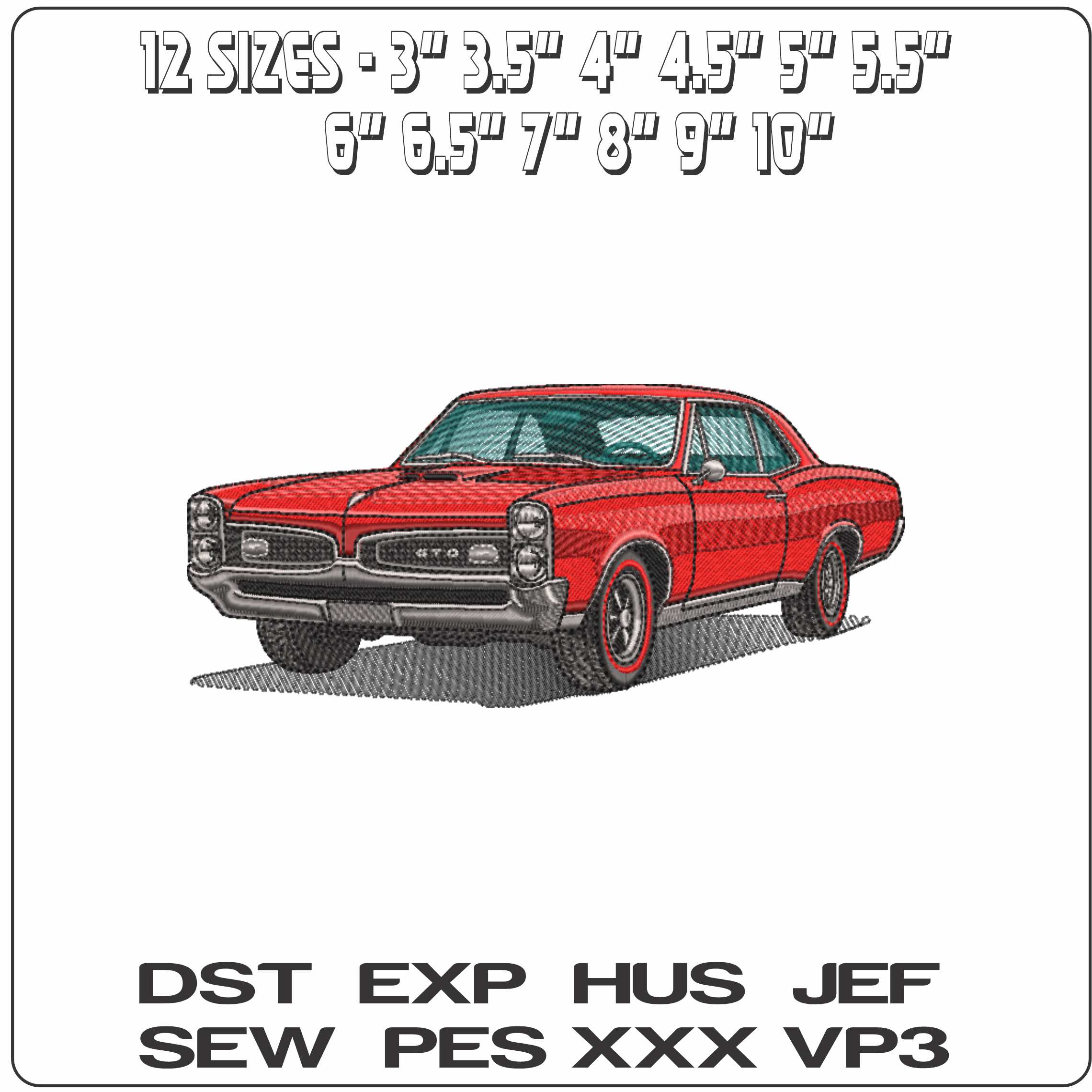 1967 Pontiac GTO     - Elegant embroidery design file-instant download — view 2