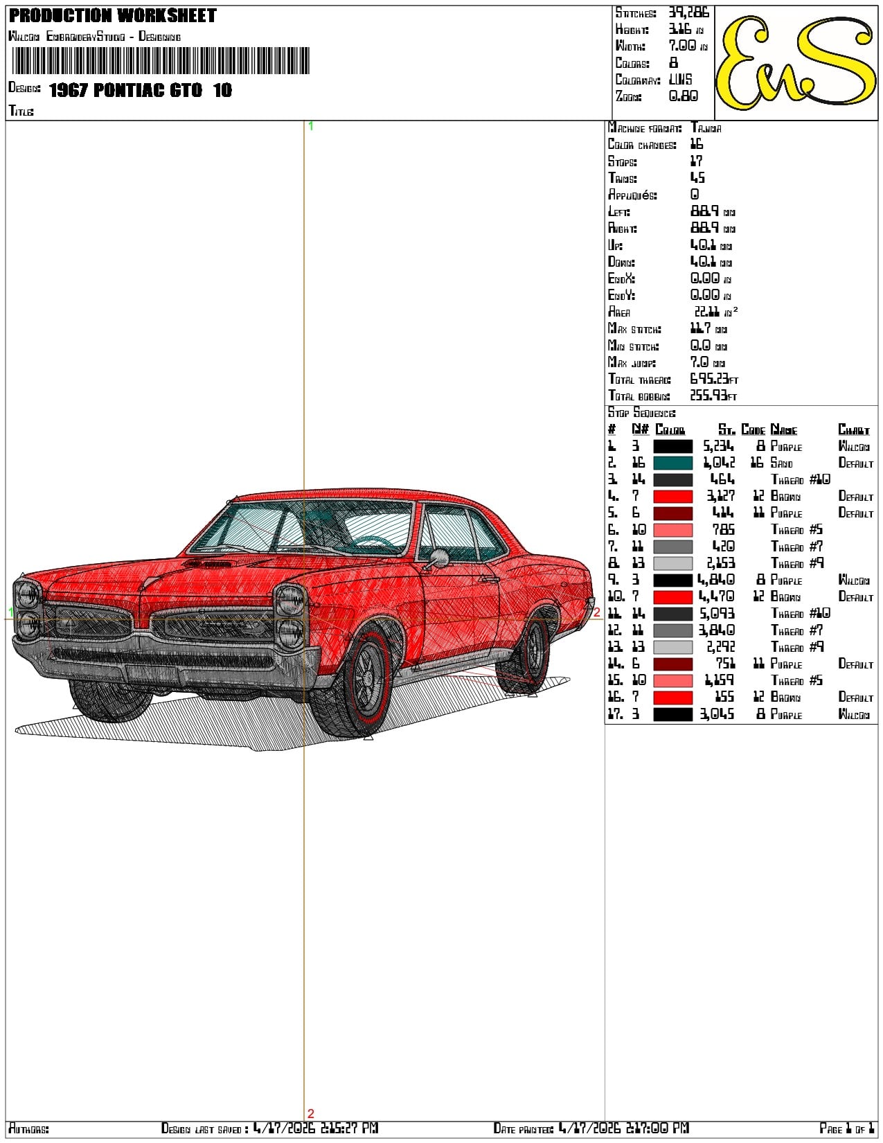 1967 Pontiac GTO     - Elegant embroidery design file-instant download — view 3