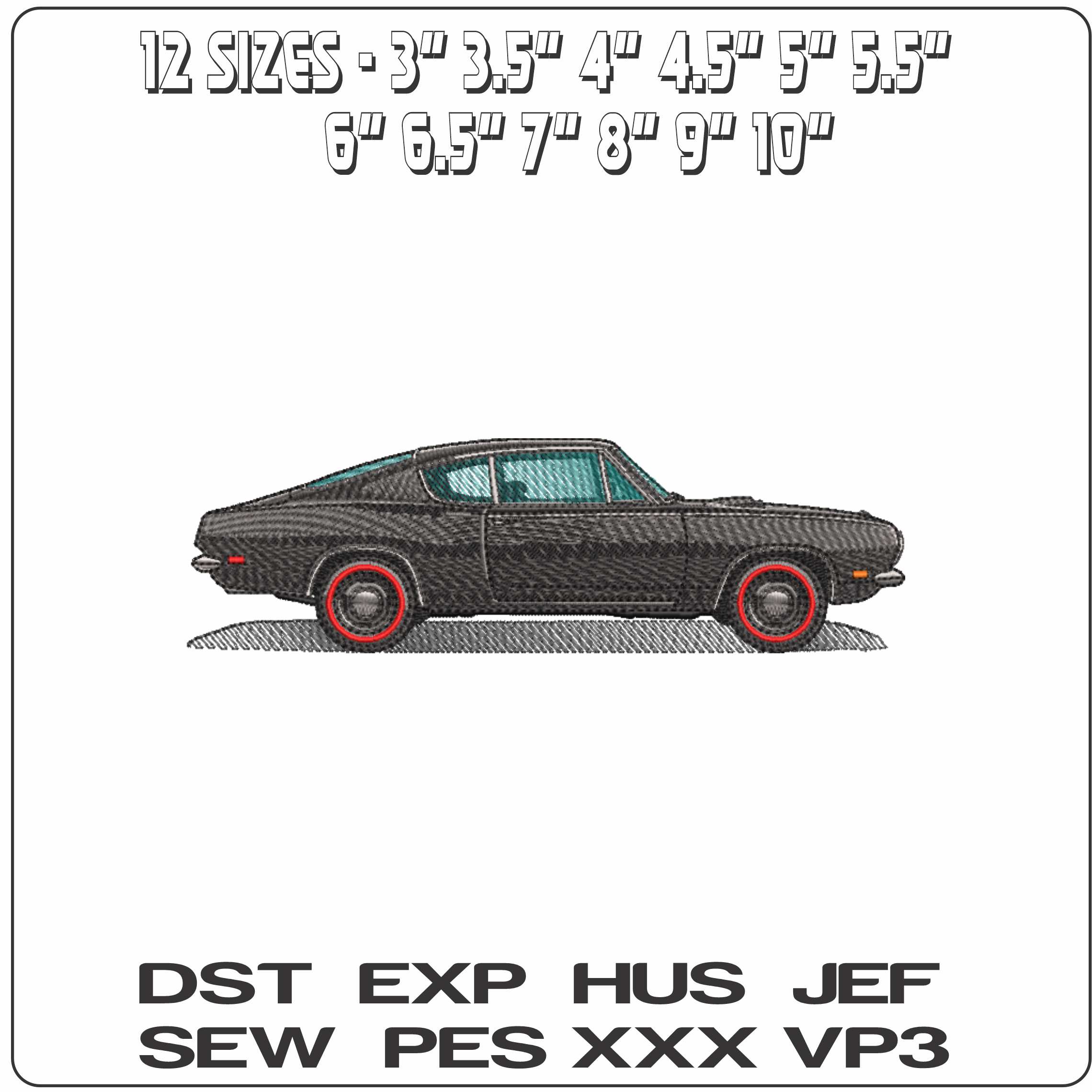 1969 Plymouth Baracuda      - Elegant embroidery design file-instant download — view 2