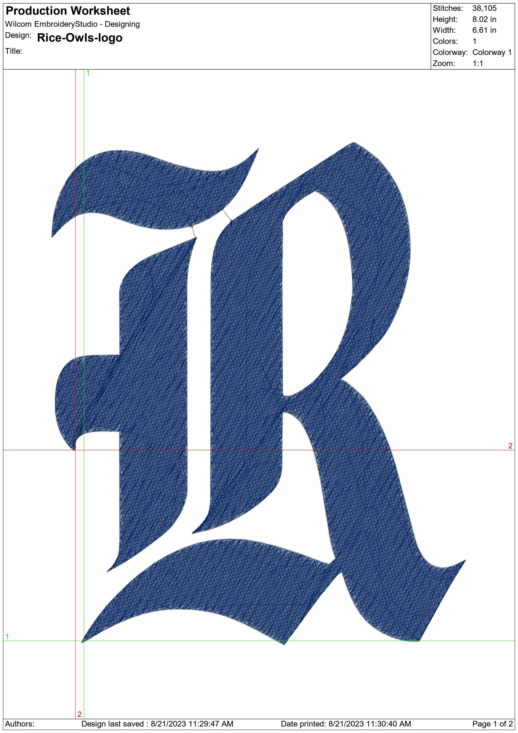 Rice Owls embroidery design - Rice Owls University men's football embroidery machine pattern embroidery file - instant download — view 2