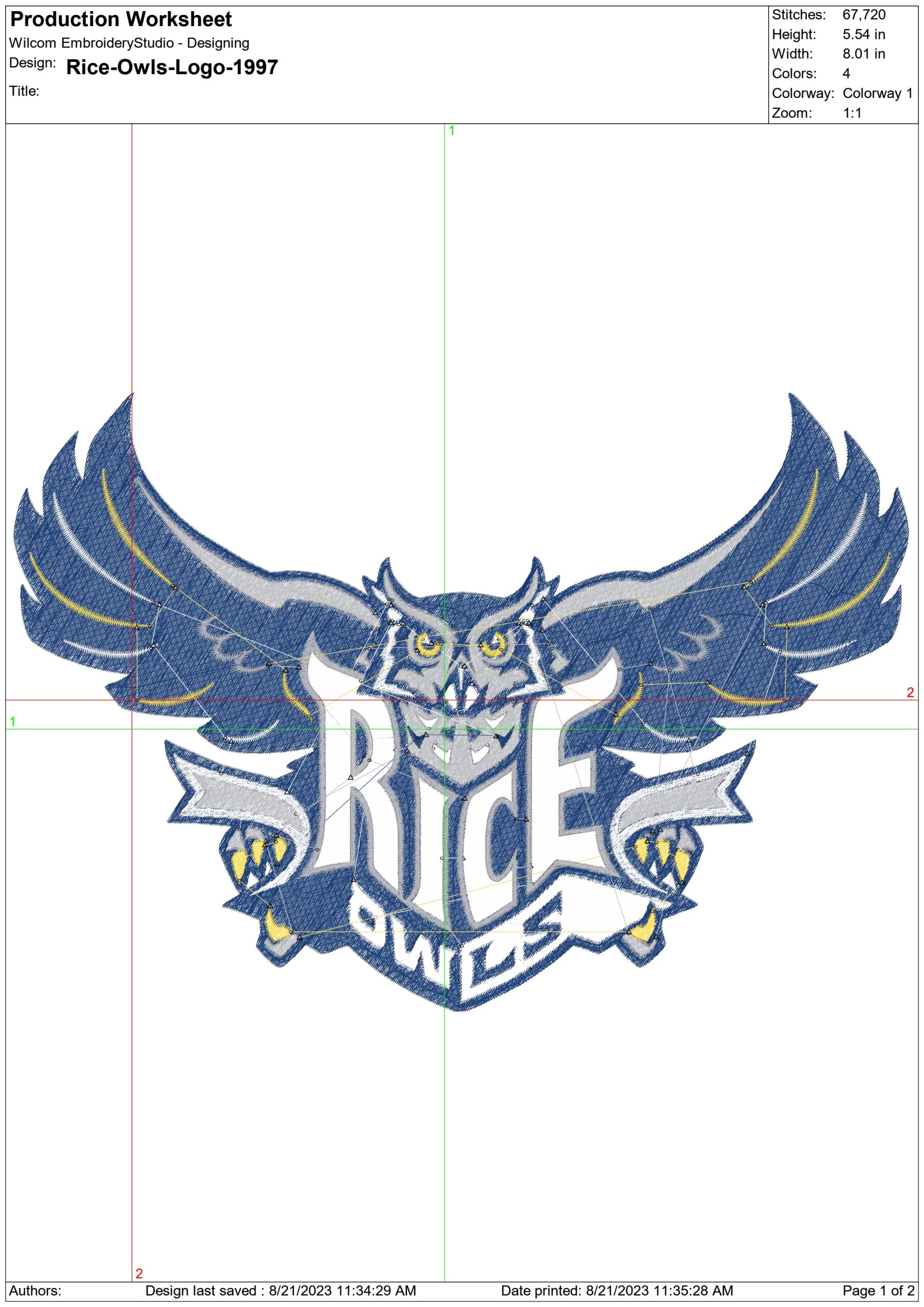 Rice Owls embroidery design - Rice Owls University men's football embroidery machine pattern embroidery file - instant download — view 2