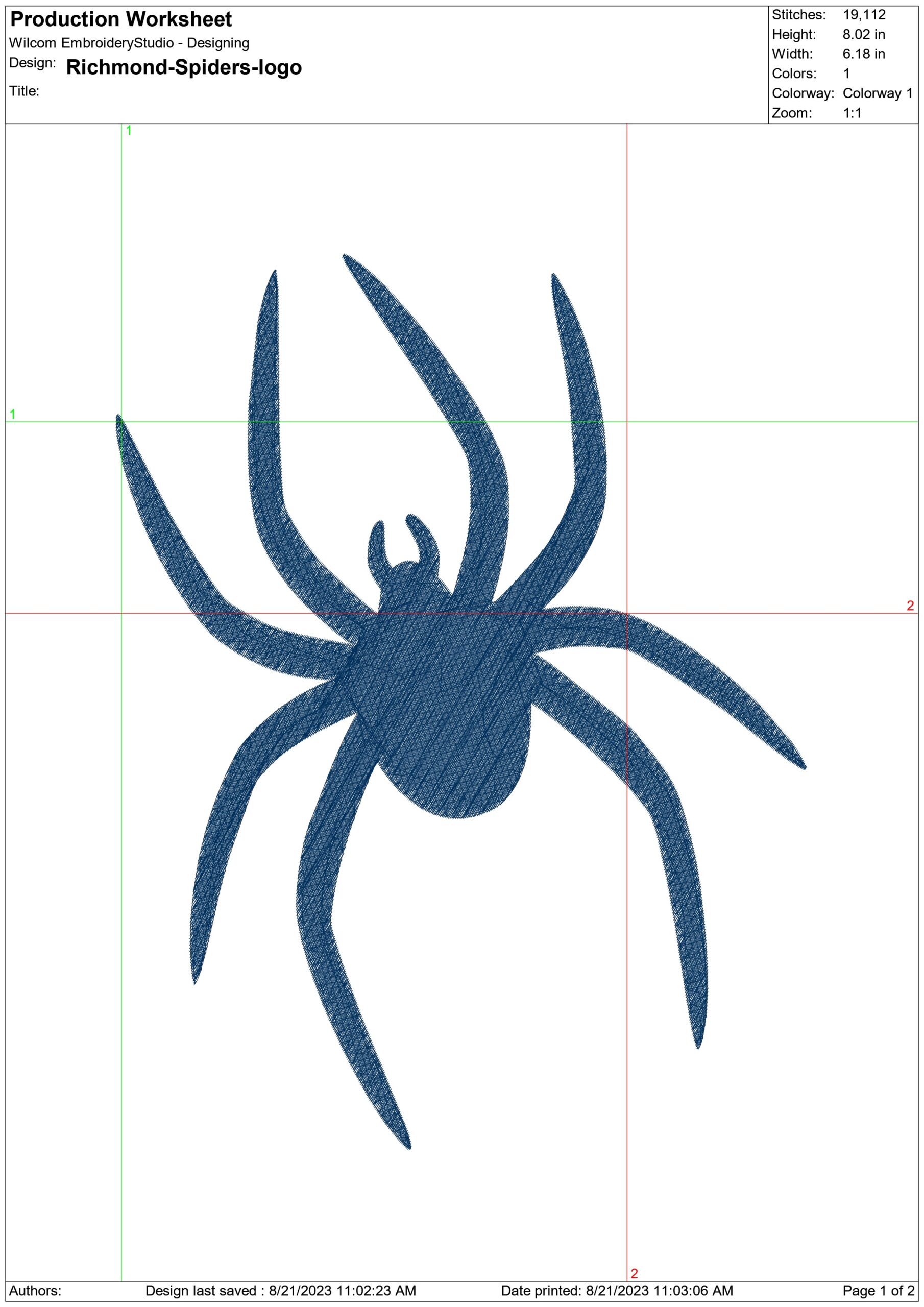 Richmond Spiders embroidery design - Richmond Spiders University men's football embroidery machine pattern embroidery file - instant download — view 2