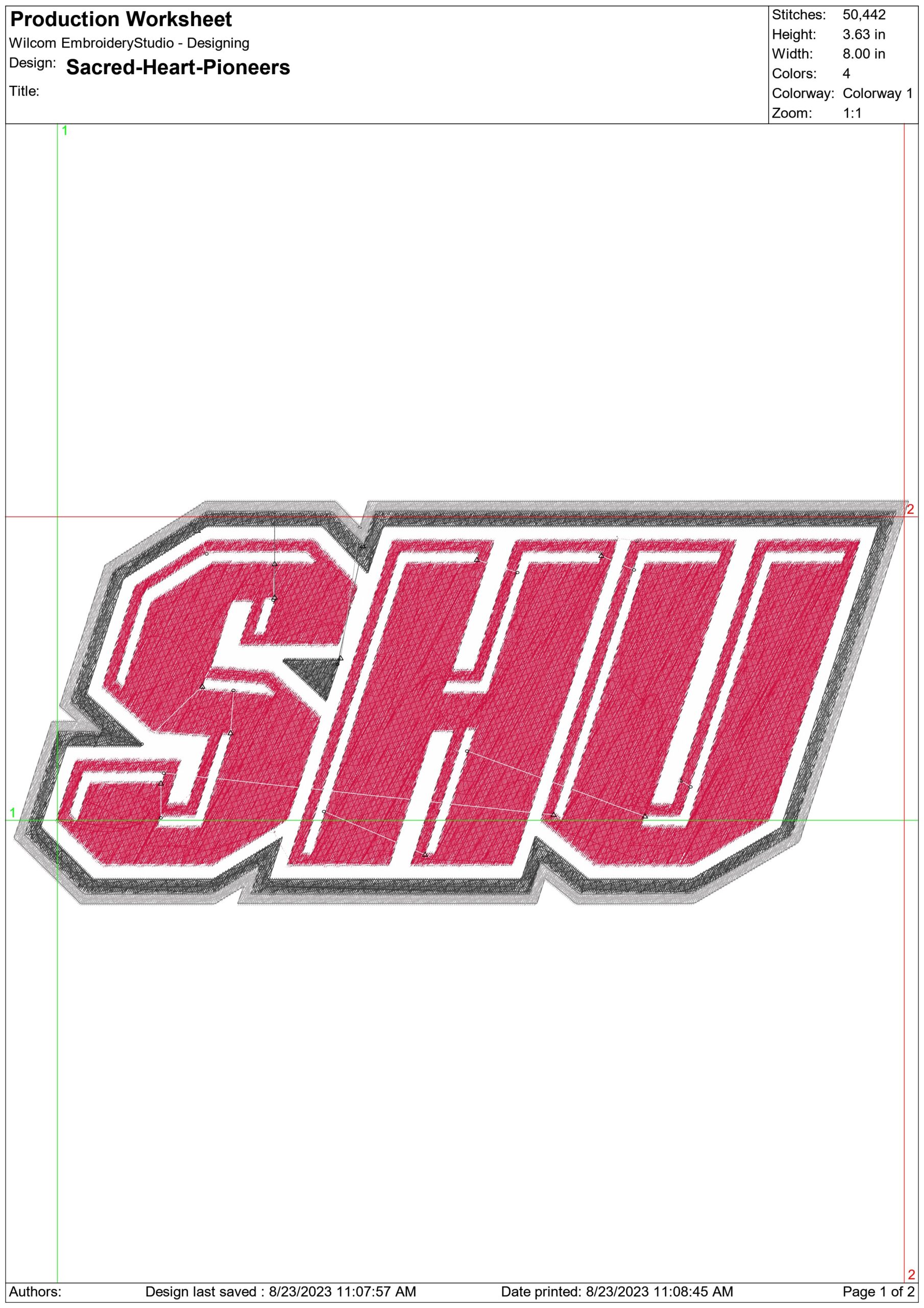 Sacred Heart Pioneers embroidery design - Sacred Heart Pioneers University men's football embroidery machine pattern embroidery file - instant download — view 2