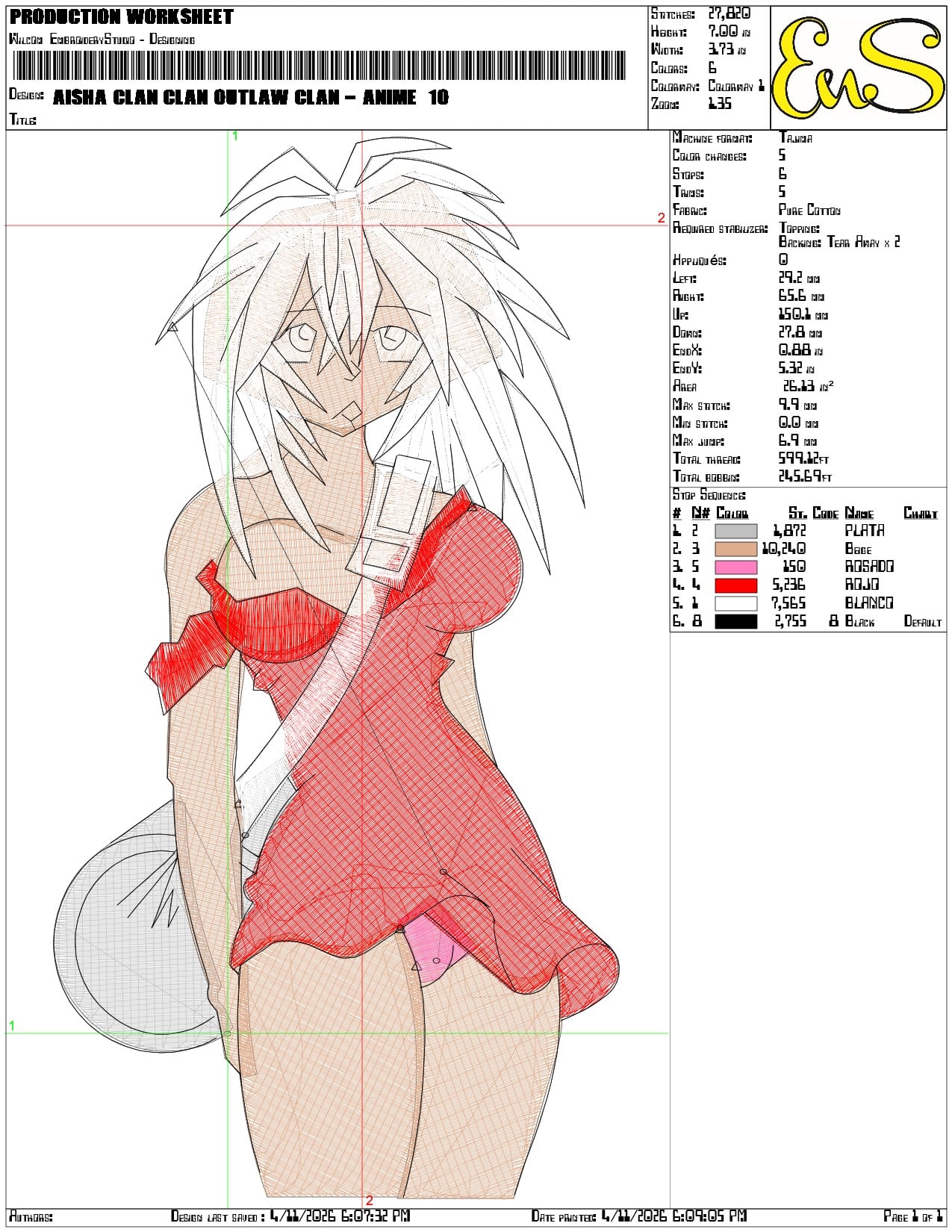 Aisha Clan Clan Outlaw Clan Anime     - Elegant embroidery design file-instant download — view 3