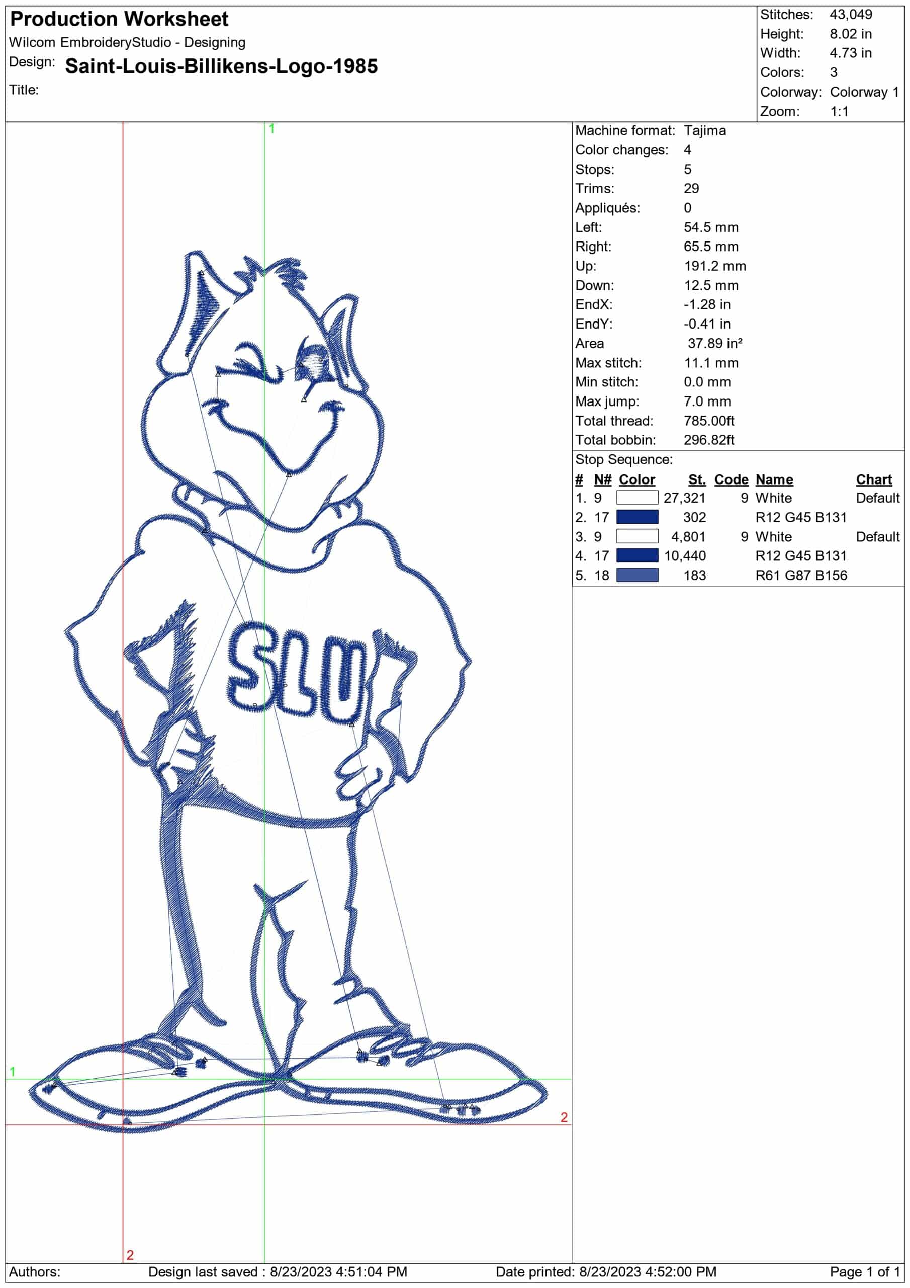 Saint Louis Billikens embroidery design -Saint Louis Billikens University men's football embroidery machine pattern embroidery file - instant download — view 2