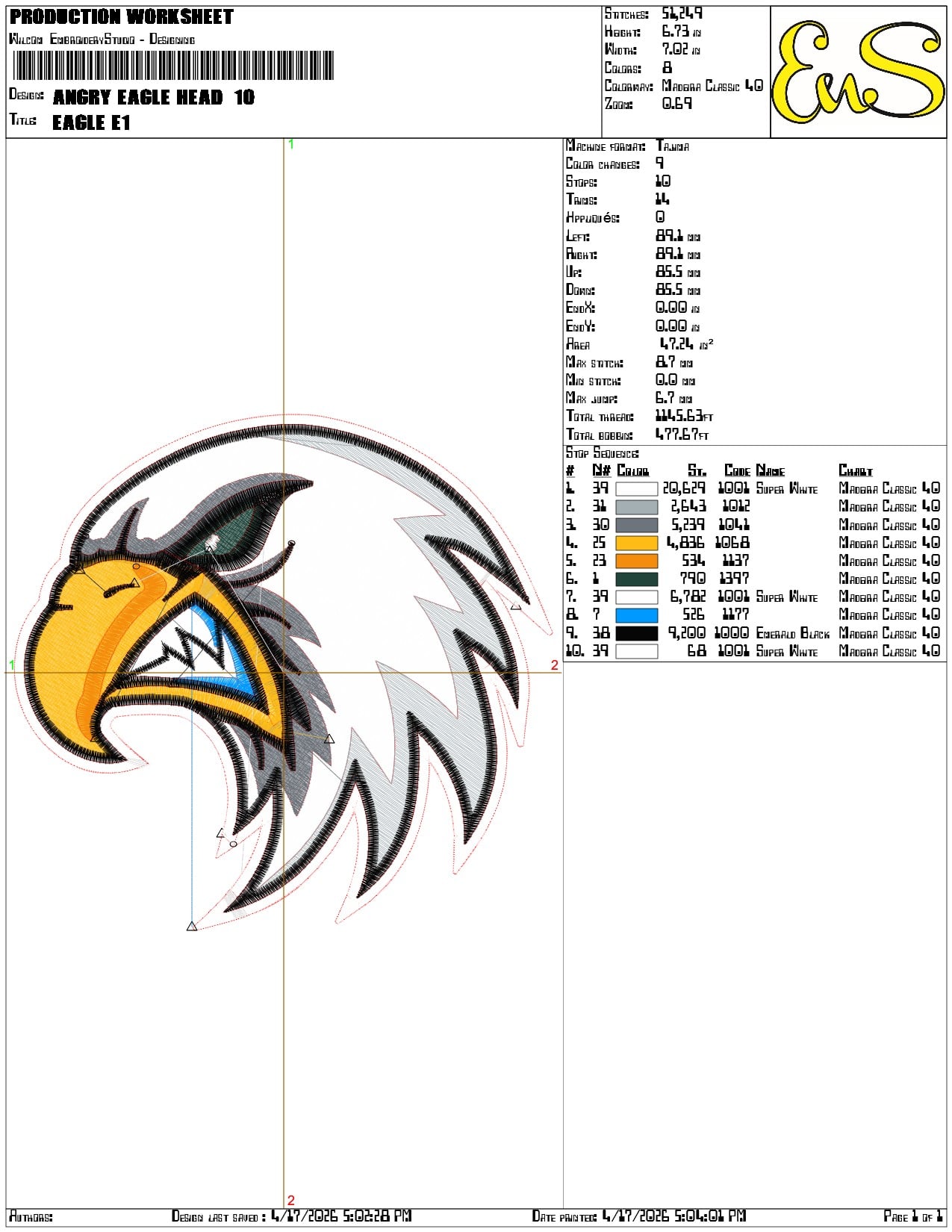 Angry Eagle Head      - Elegant embroidery design file-instant download — view 3