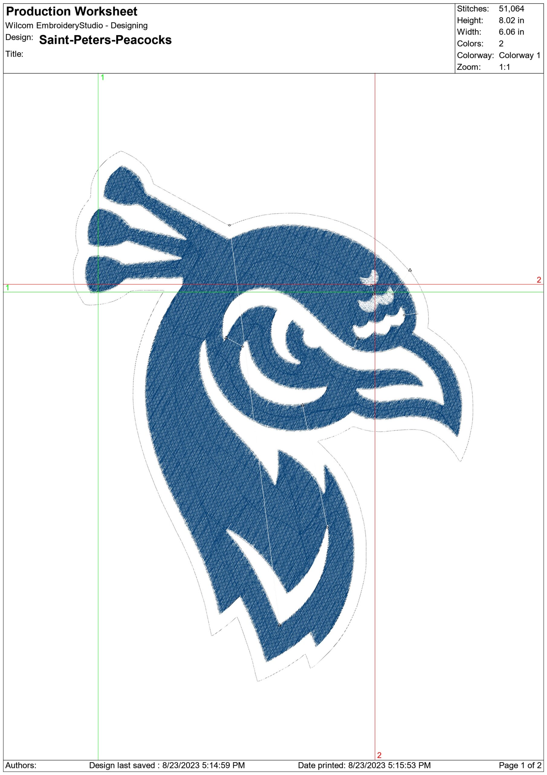 Saint Peter's Peacocks embroidery design -Saint Peter's Peacocks University woman basketball embroidery machine pattern embroidery file - instant download — view 2