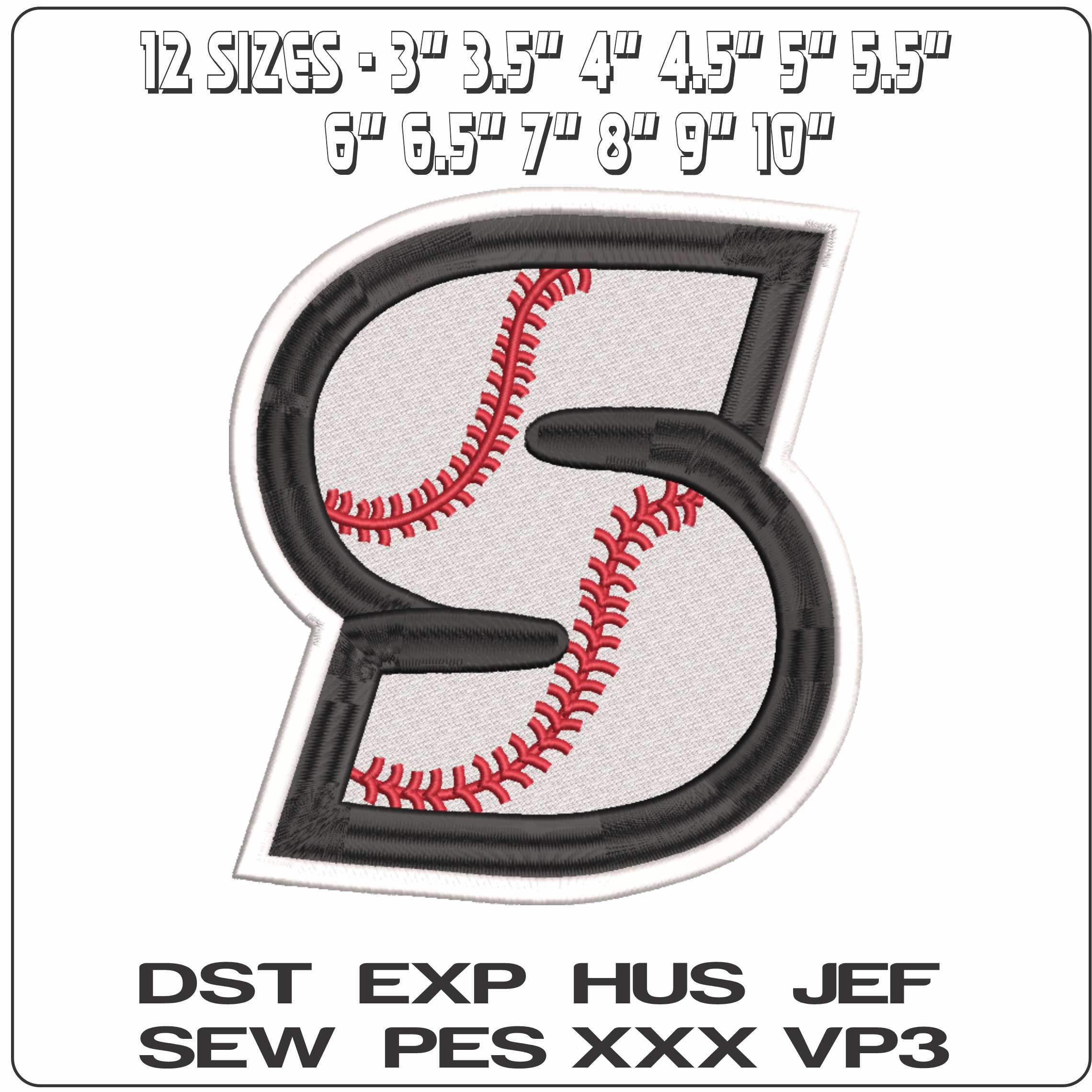 Baseball S     - Elegant embroidery design file-instant download — view 2