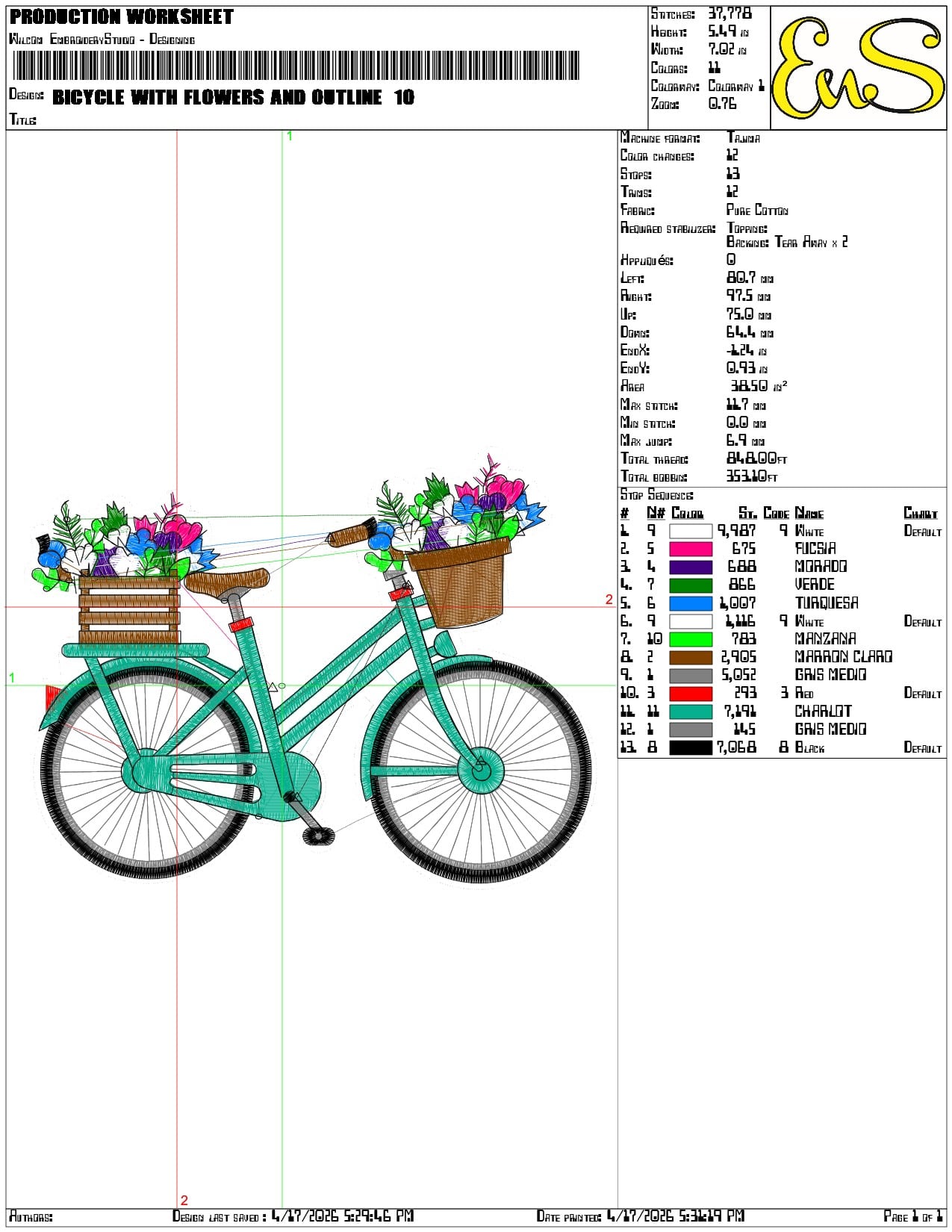 Bicycle with flowers and outline     - Elegant embroidery design file-instant download — view 3