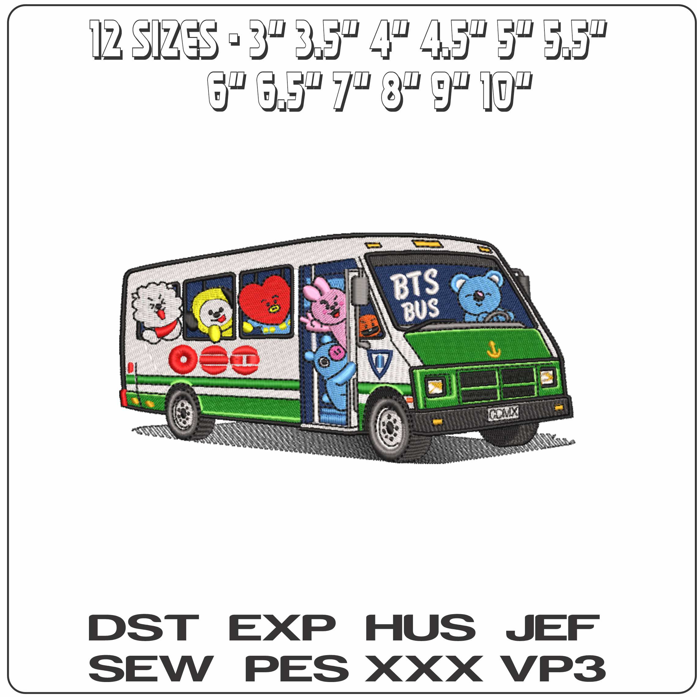 BTS Bus   - Elegant embroidery design file-instant download — view 2