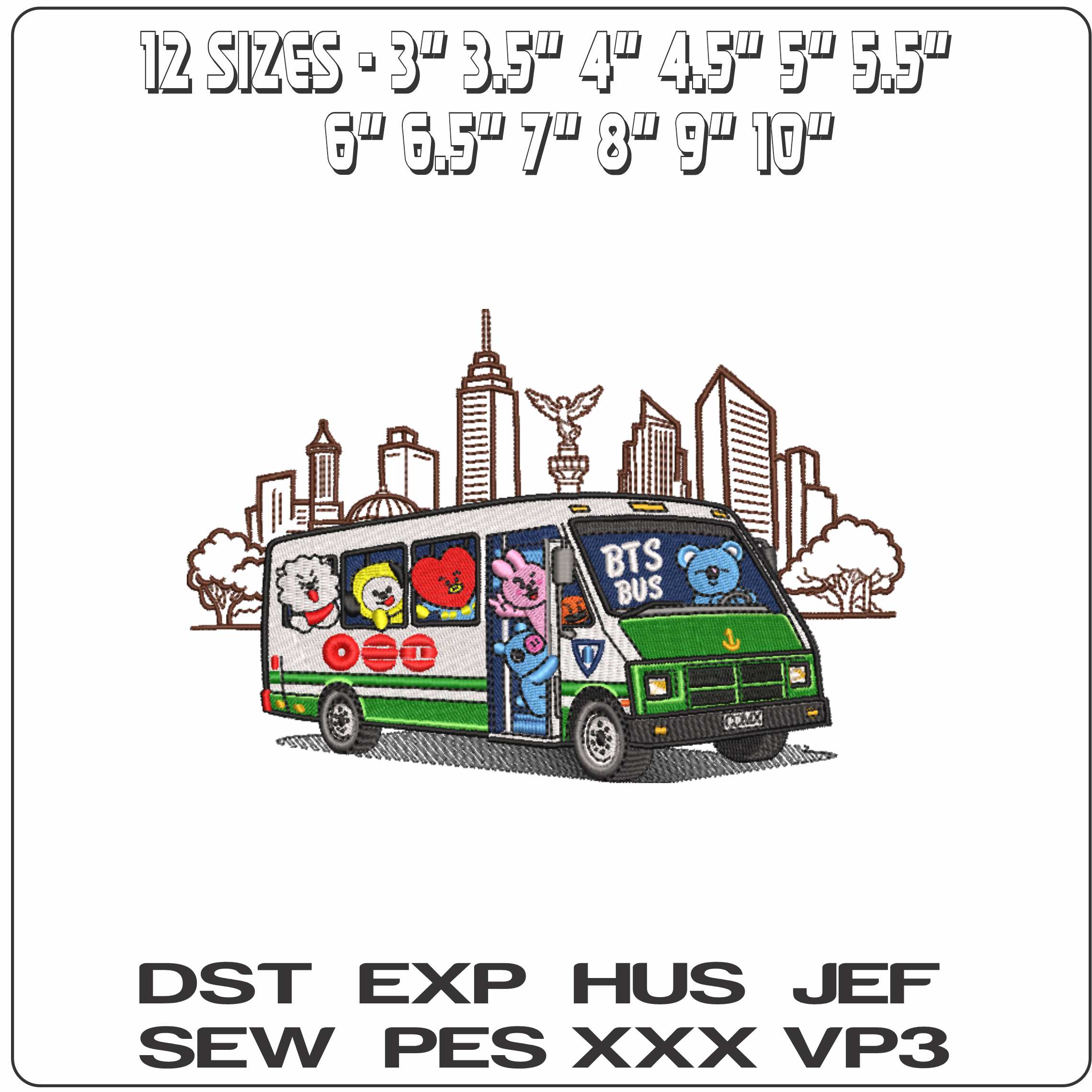 BTS Bus with Background   - Elegant embroidery design file-instant download — view 2