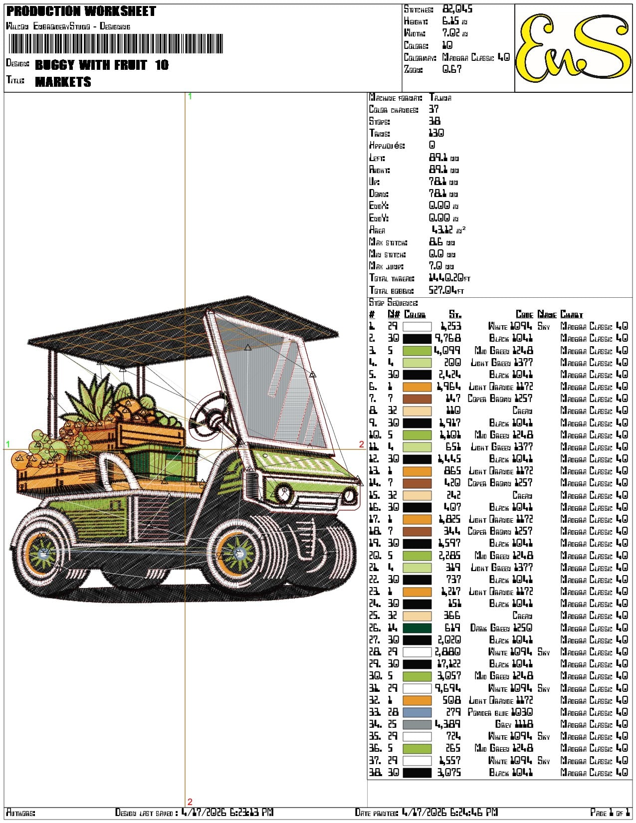 Buggy with Fruit   - Elegant embroidery design file-instant download — view 3