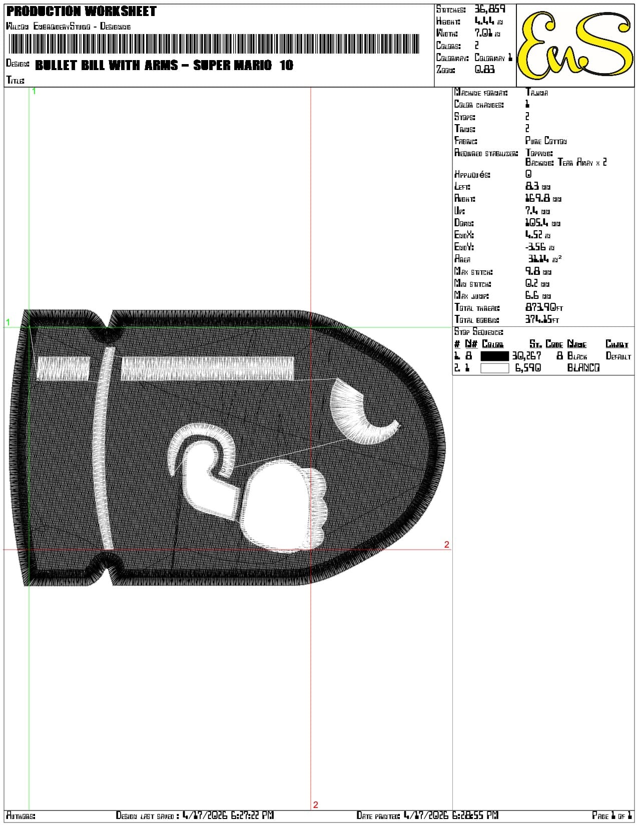 Bullet Bill with Arms Super Mario   - Elegant embroidery design file-instant download — view 3