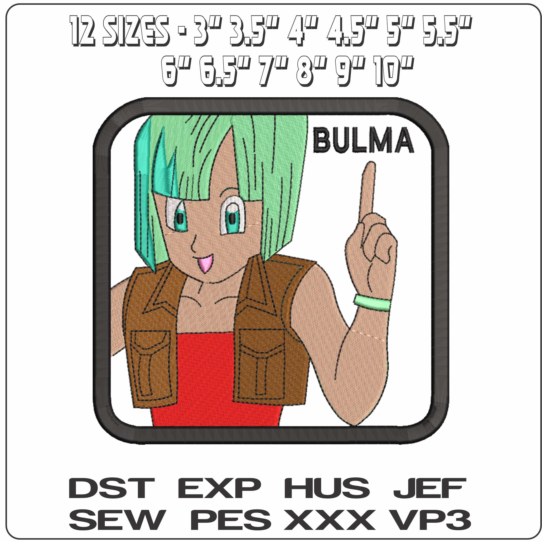 Bulma Frame Dragon Ball z Anime   - Elegant embroidery design file-instant download — view 2