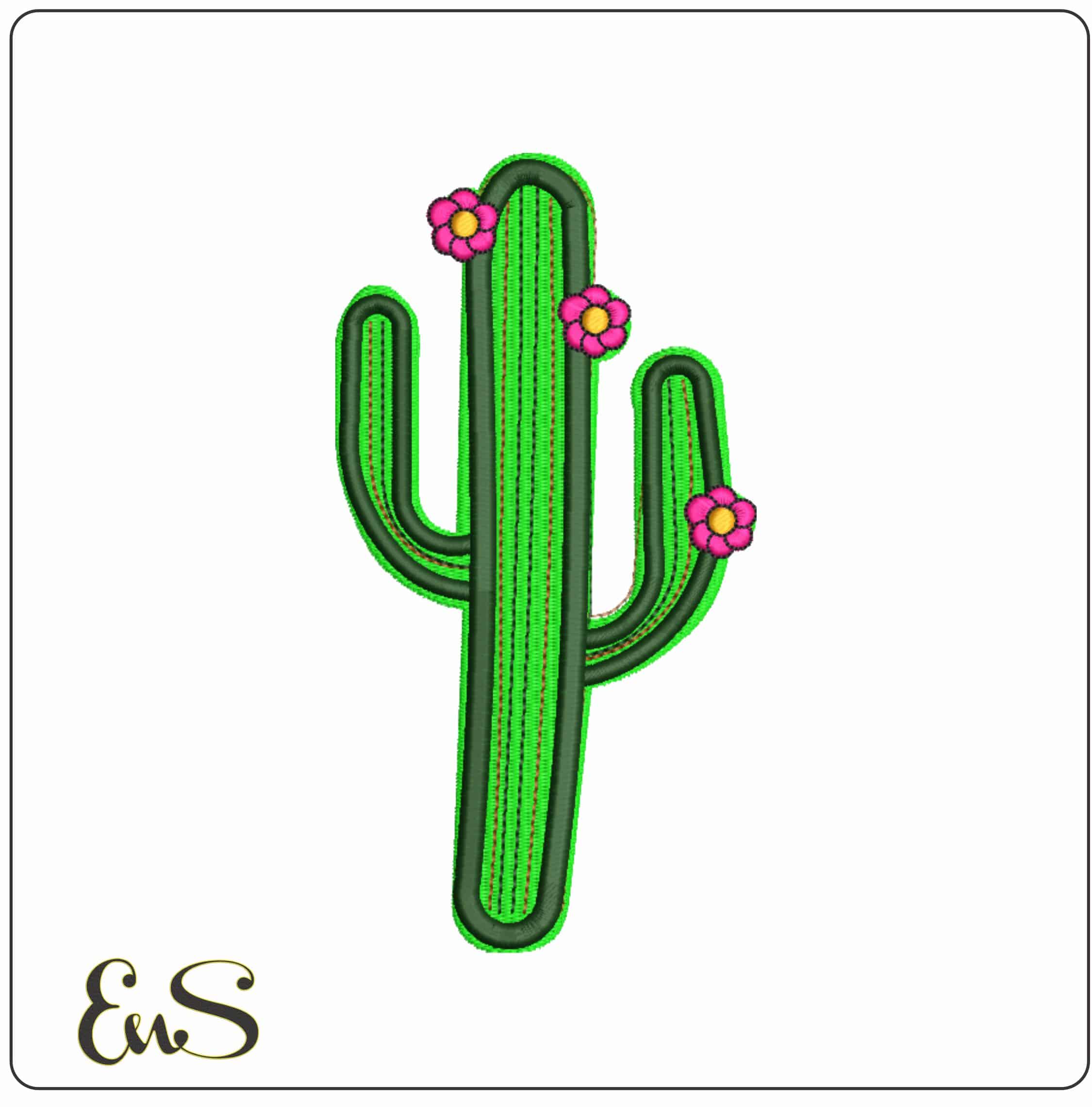 Cactus with Flowers   - Elegant embroidery design file-instant download