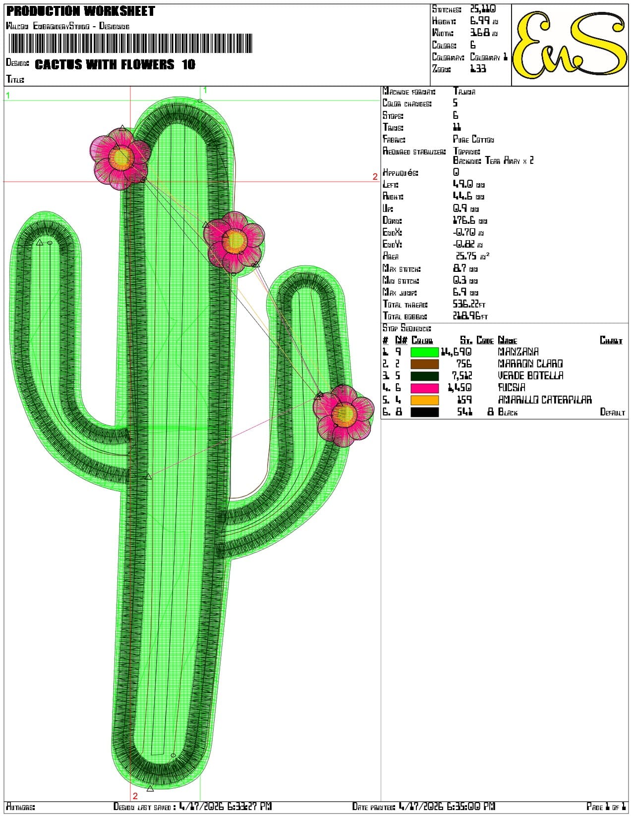 Cactus with Flowers   - Elegant embroidery design file-instant download — view 3
