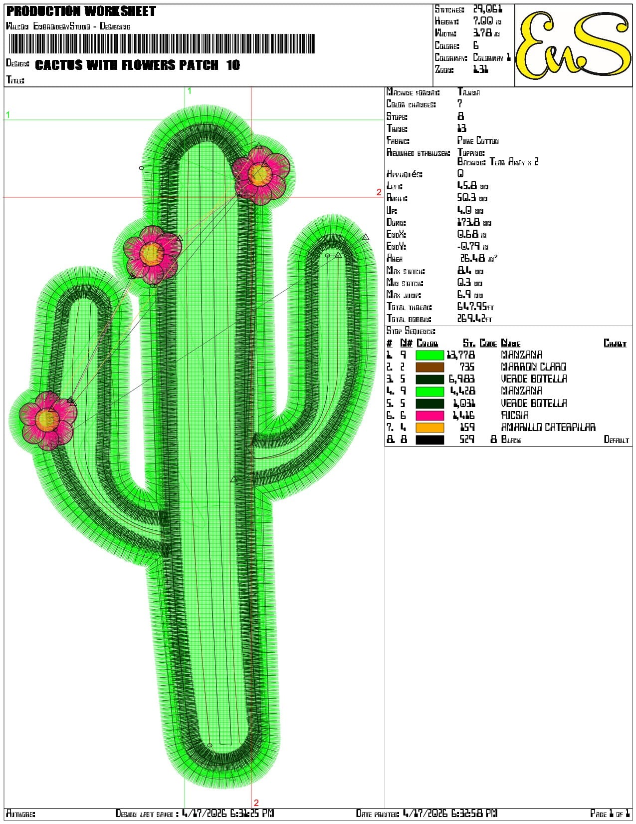 Cactus with Flowers Patch   - Elegant embroidery design file-instant download — view 3