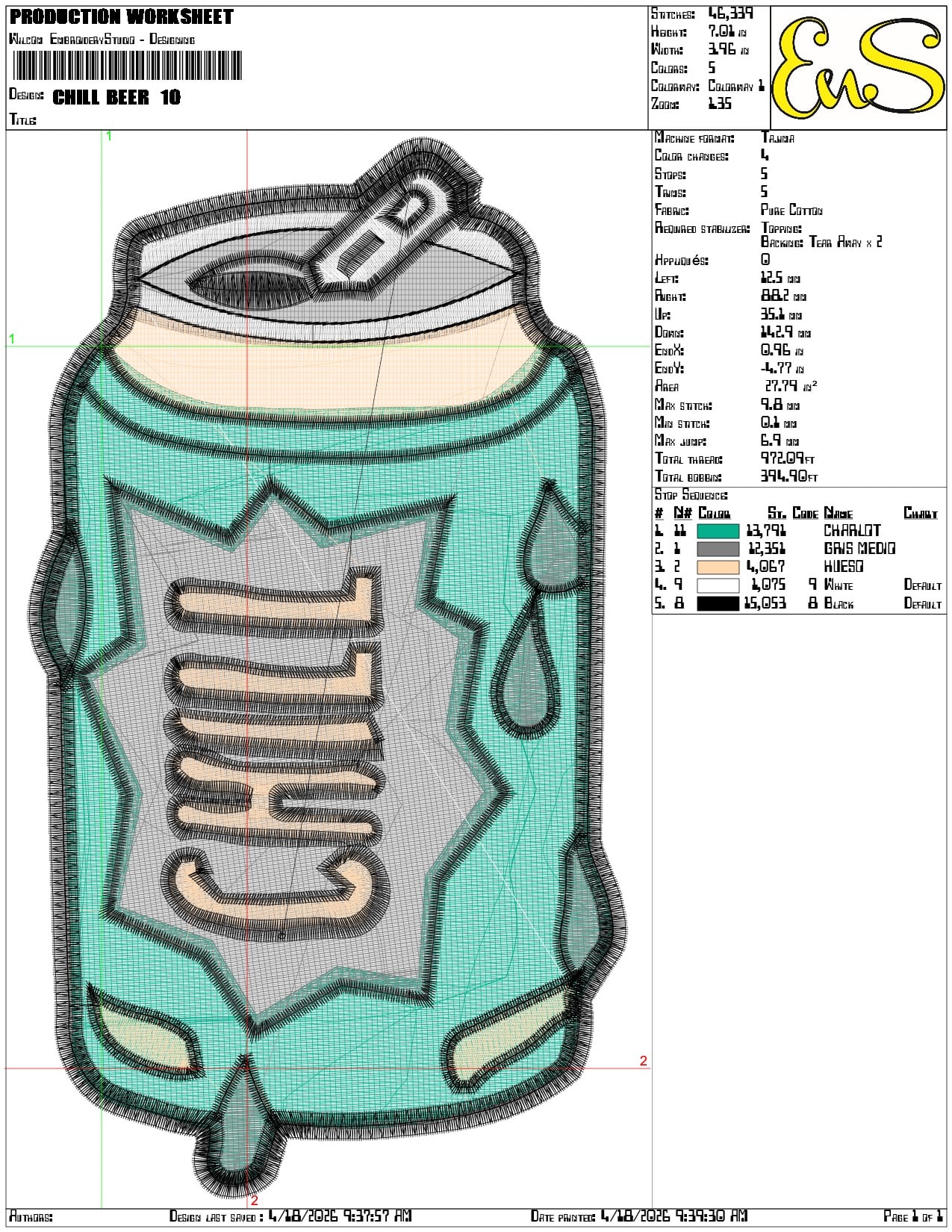 Chill Beer   - Elegant embroidery design file-instant download — view 3