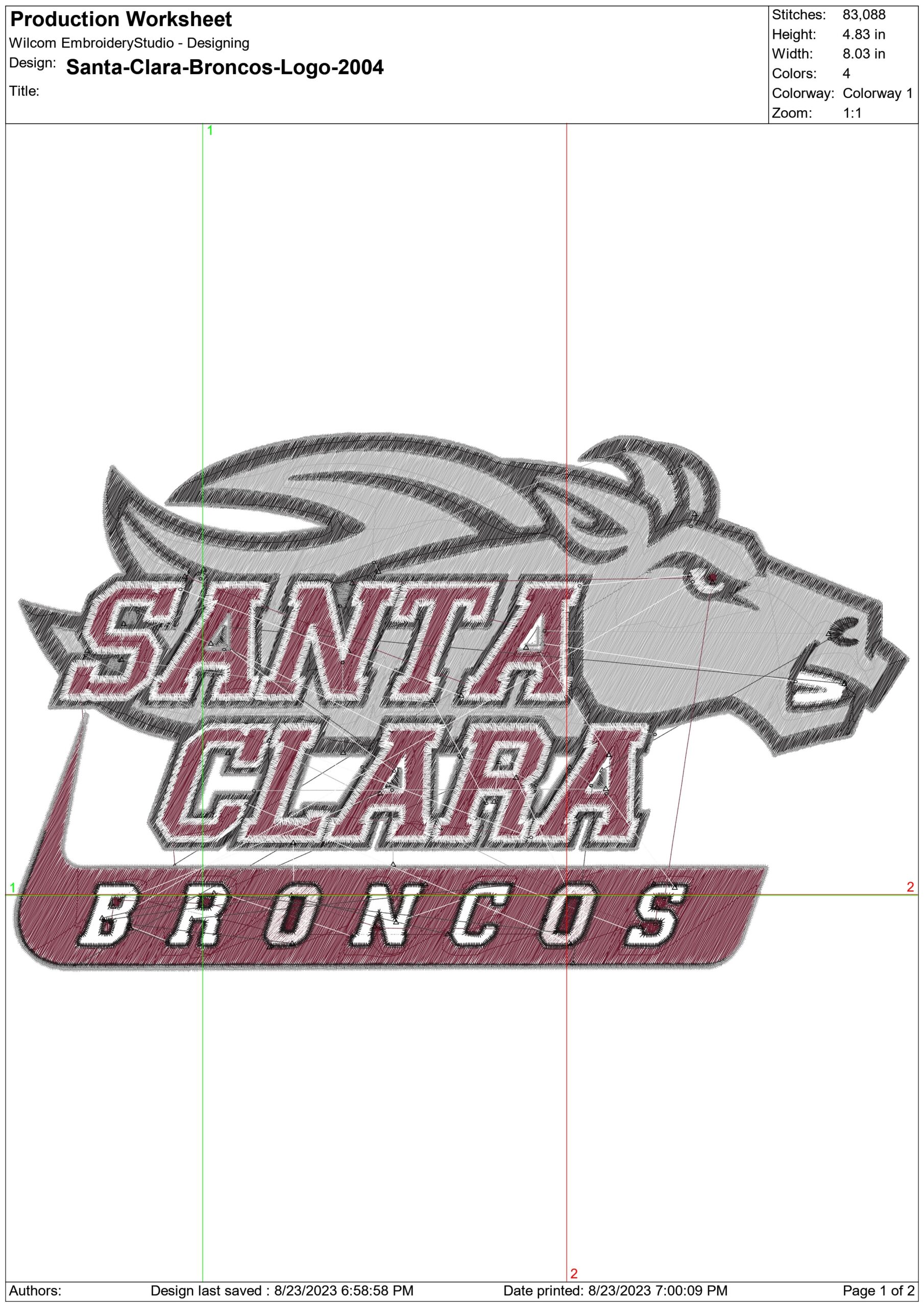 Santa Clara Broncos embroidery design -Santa Clara Broncos University men's basketball embroidery machine pattern embroidery file - instant download — view 2