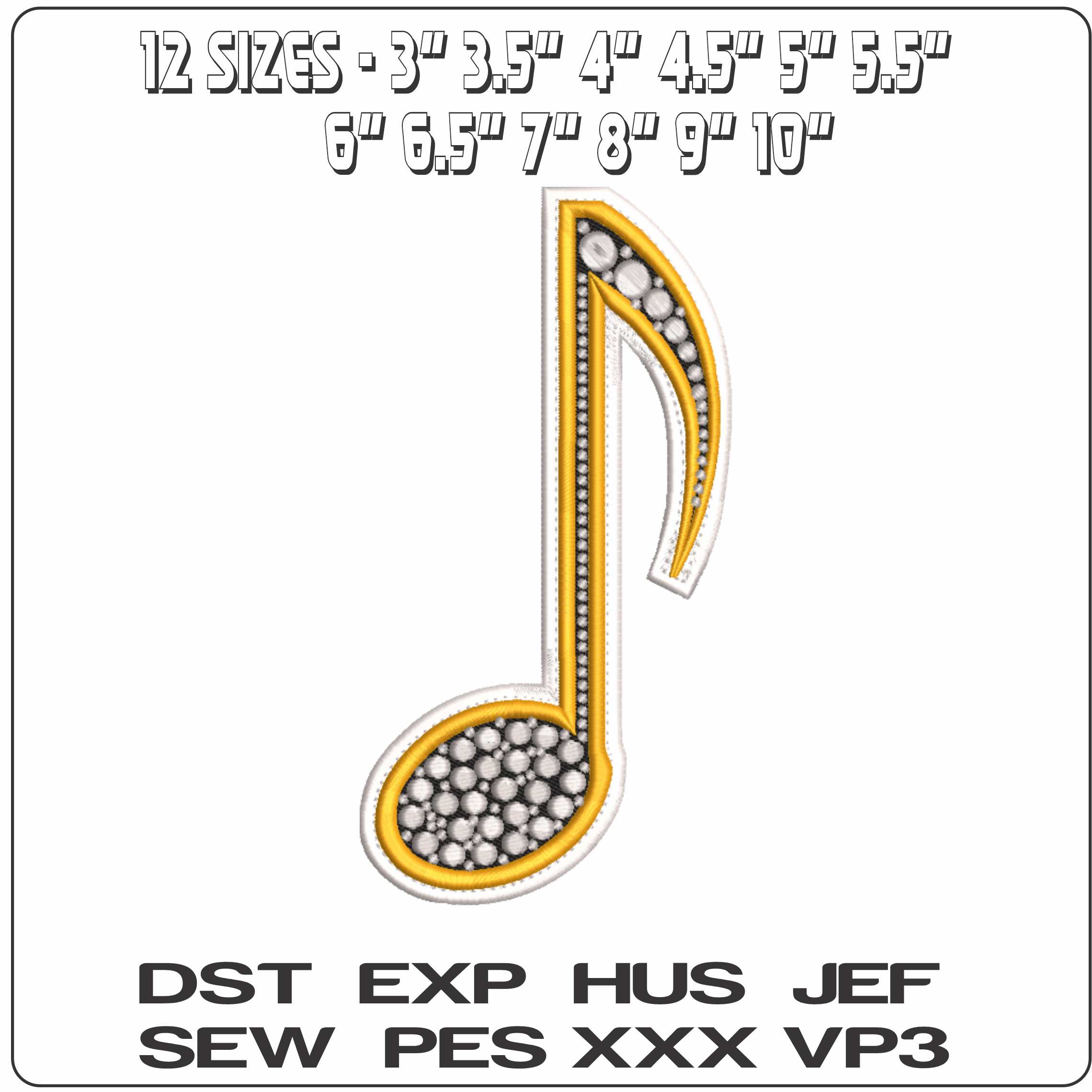 Dot Music Note   - Elegant embroidery design file-instant download — view 2