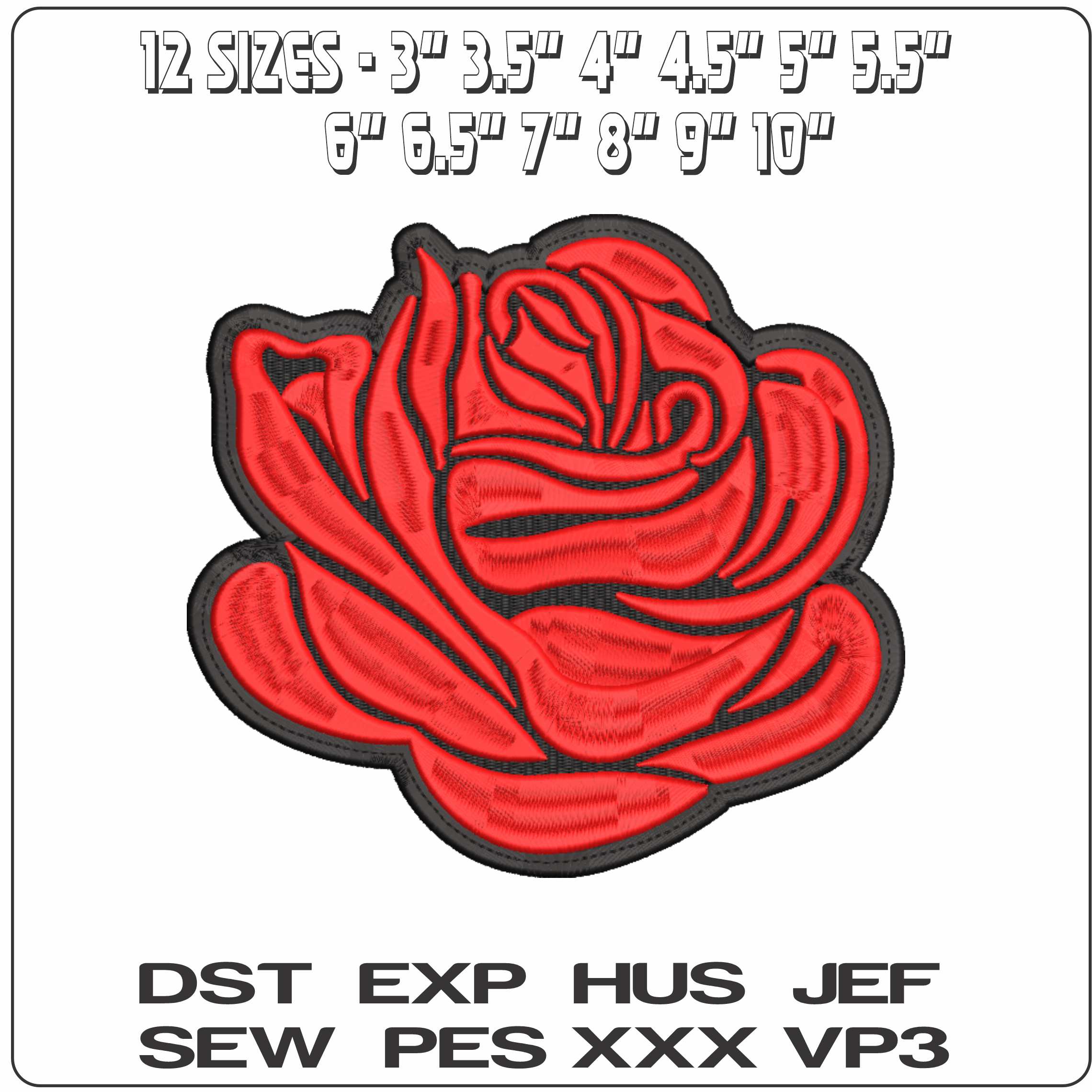 Embossed Rose  - Elegant embroidery design file-instant download — view 2