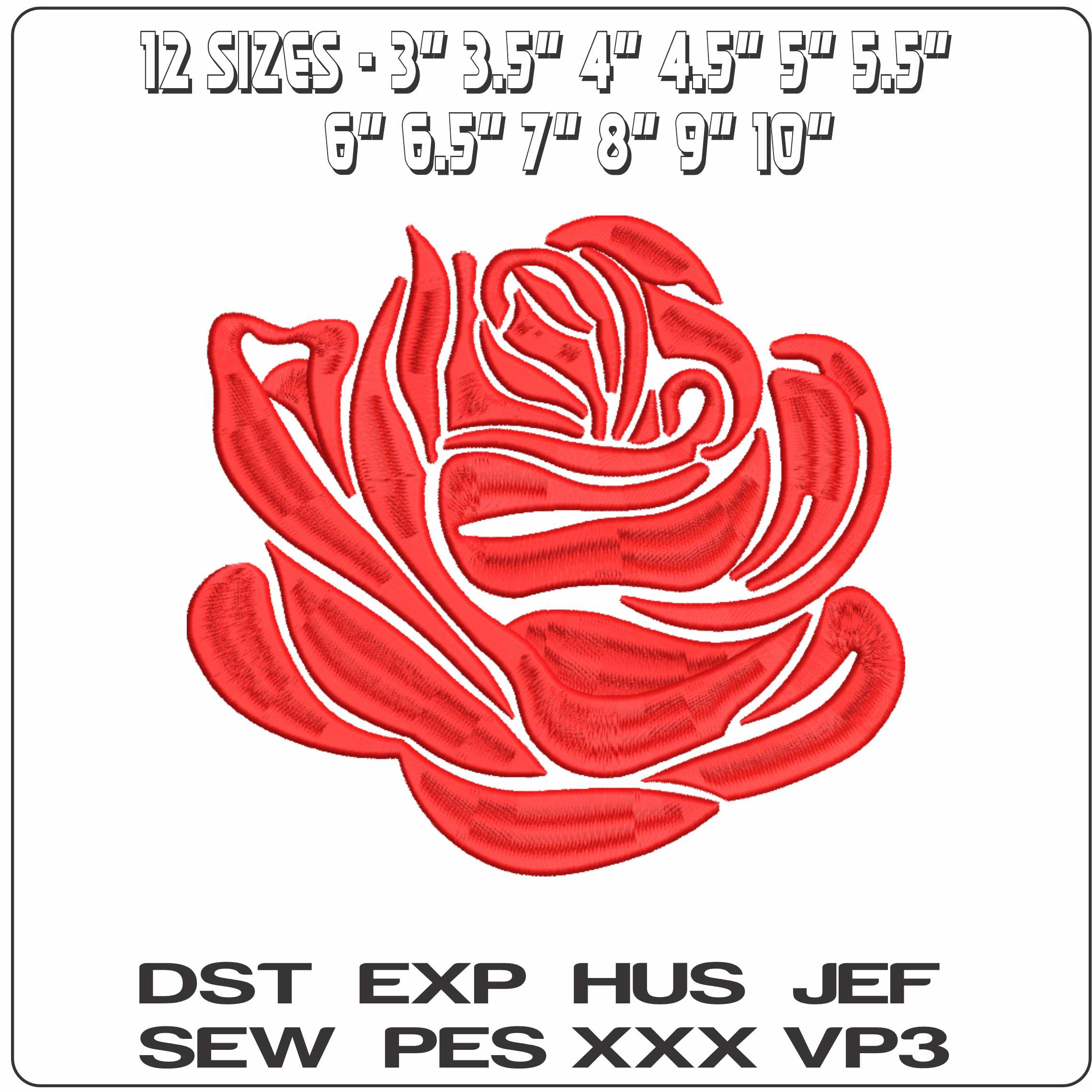 Embossed Rose Petals  - Elegant embroidery design file-instant download — view 2