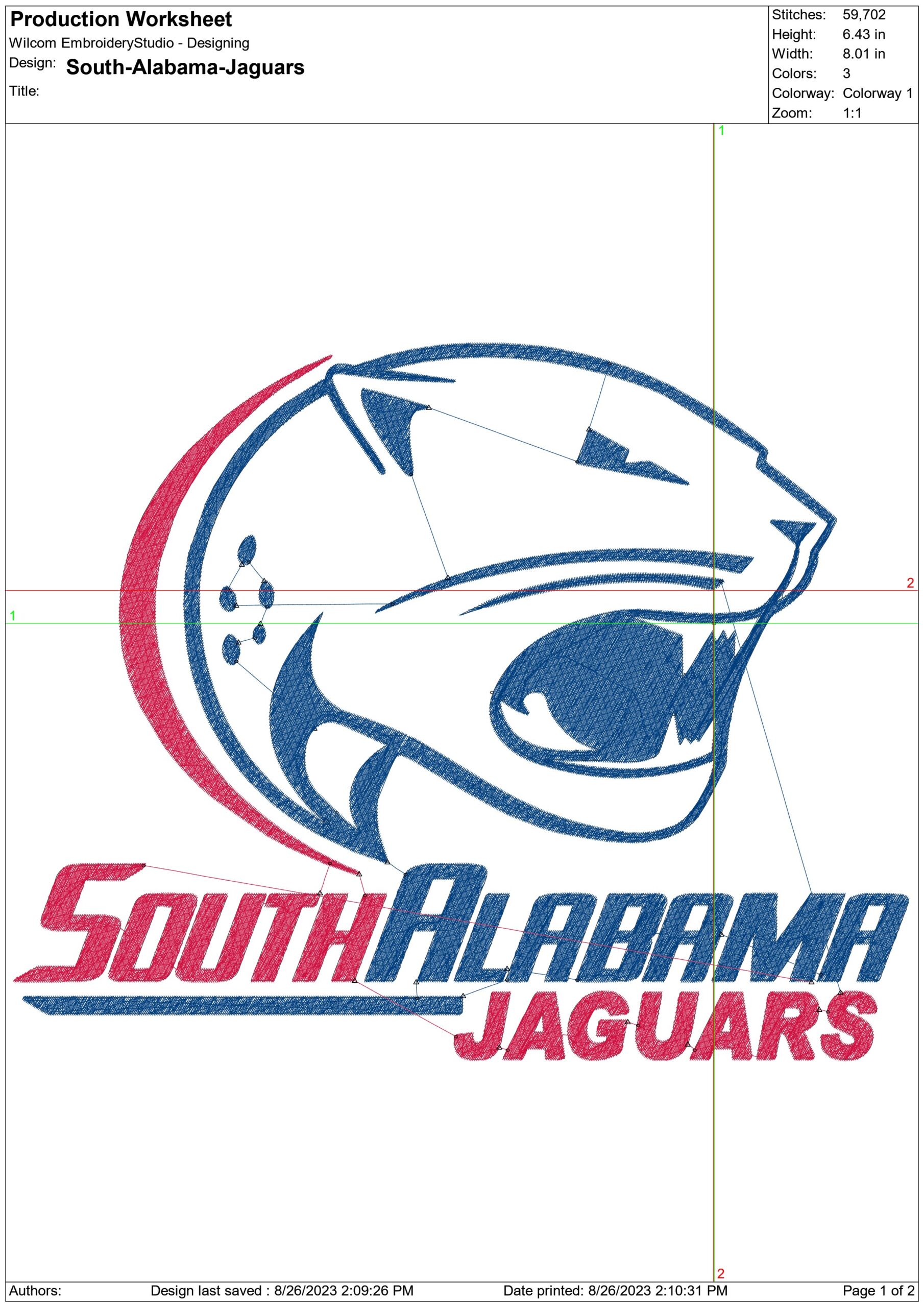 South Alabama Jaguars embroidery design -South Alabama Jaguars University men's football embroidery machine pattern embroidery file - instant download — view 2