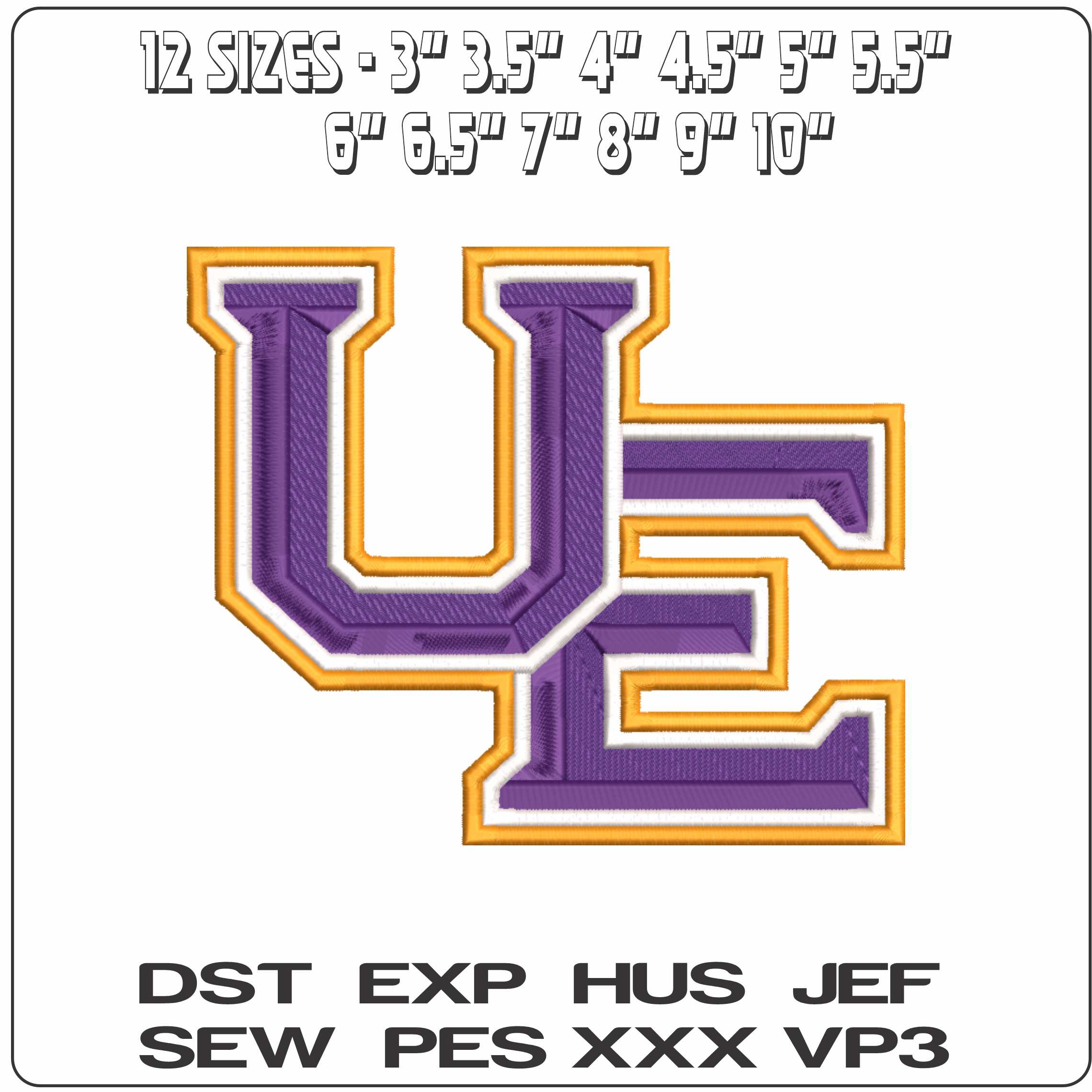 Evansville Purple Aces 2019 on University of Evansville  - Elegant embroidery design file-instant download — view 2