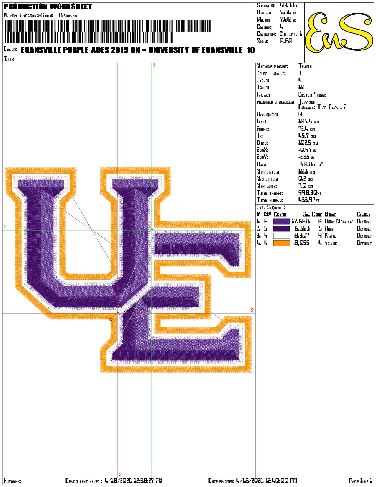 Evansville Purple Aces 2019 on University of Evansville  - Elegant embroidery design file-instant download — view 3