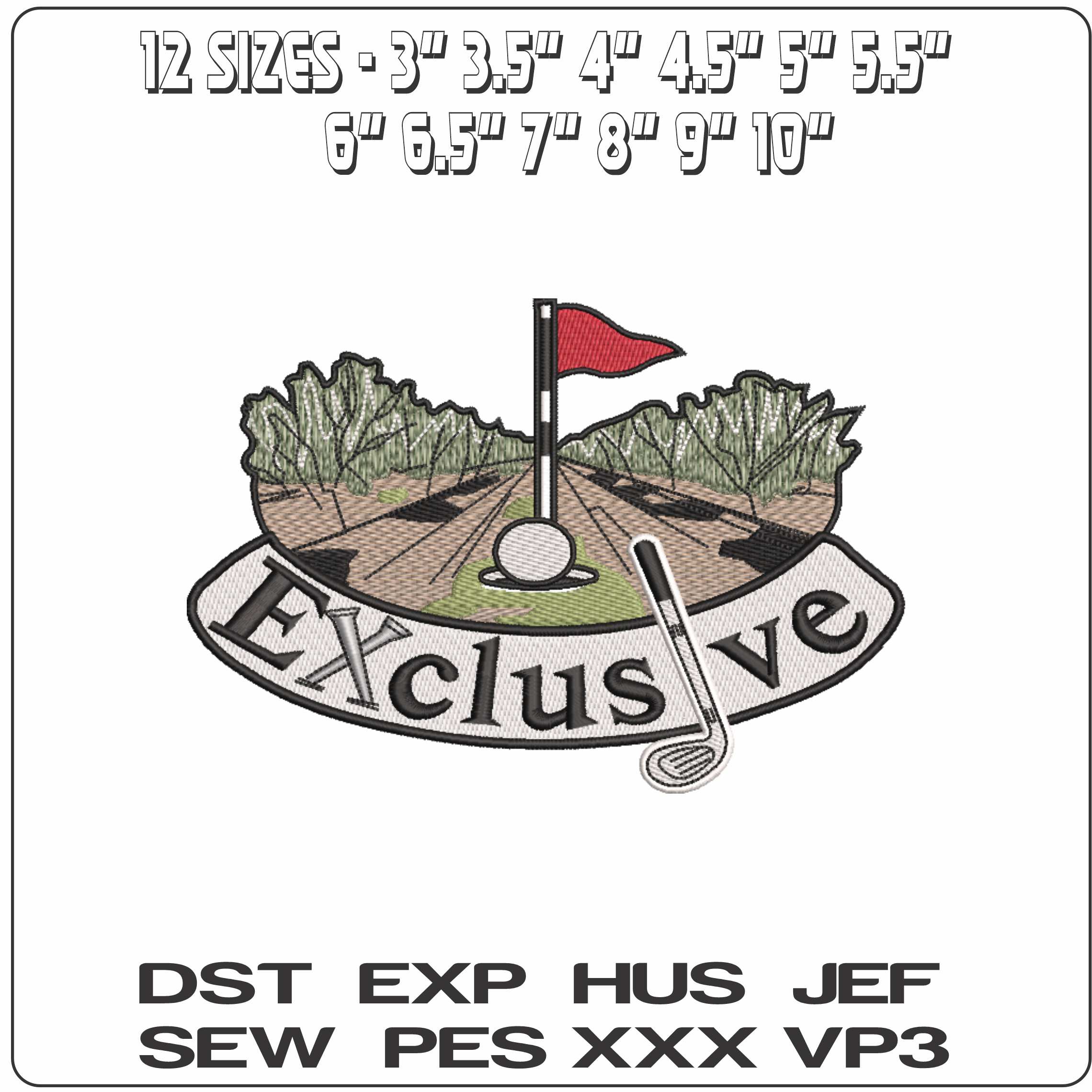 Exclusive Golf  - Elegant embroidery design file-instant download — view 2