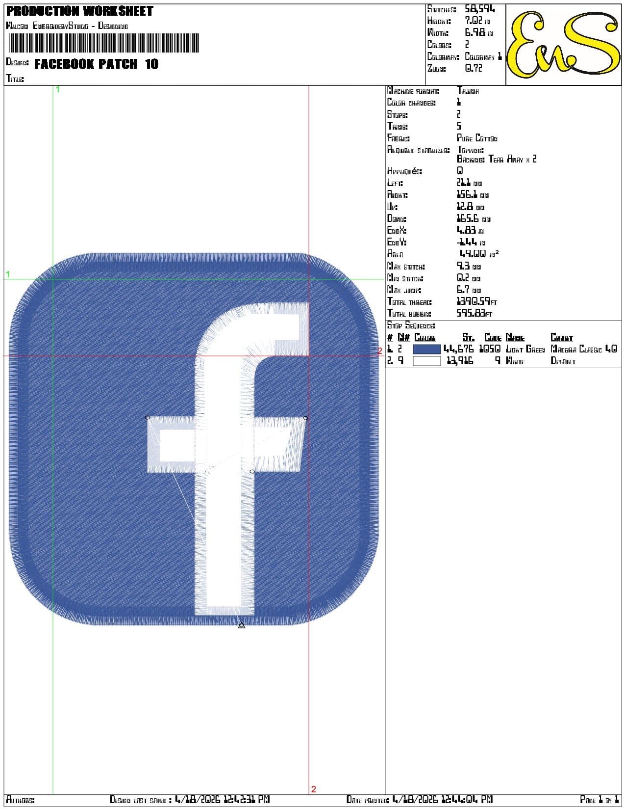 Facebook Patch  - Elegant embroidery design file-instant download — view 3