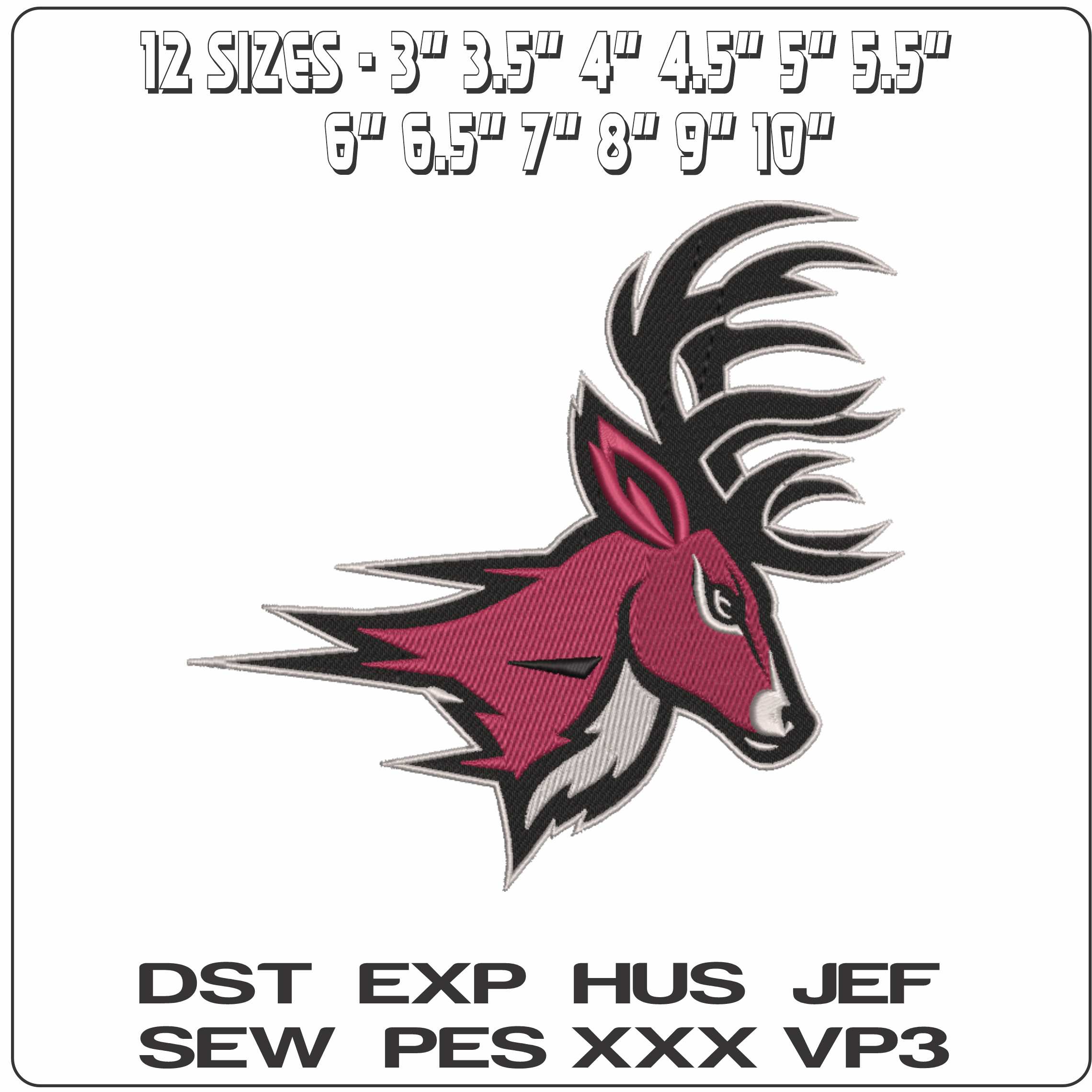 Fairfield Stags Fairfield University  - Elegant embroidery design file-instant download — view 2