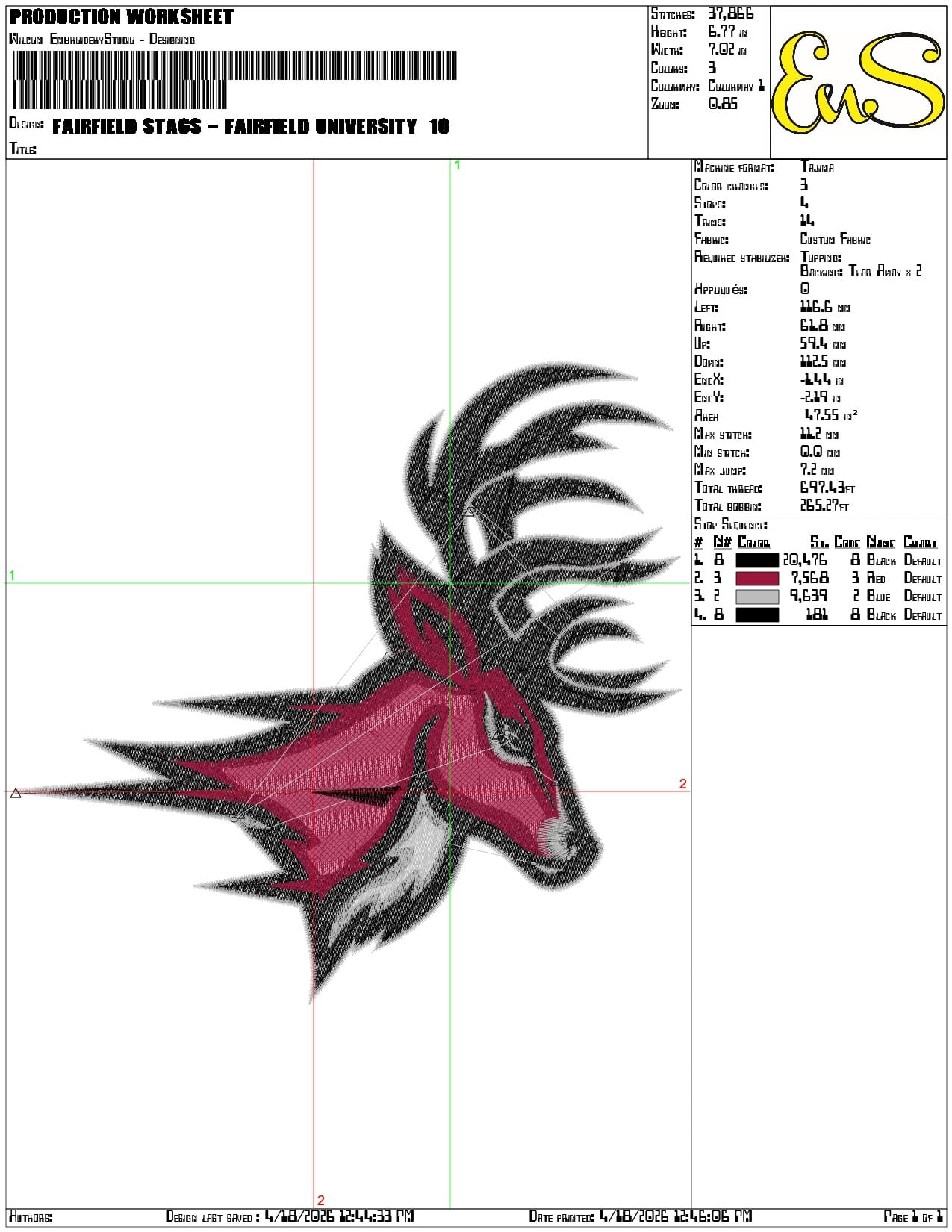 Fairfield Stags Fairfield University  - Elegant embroidery design file-instant download — view 3