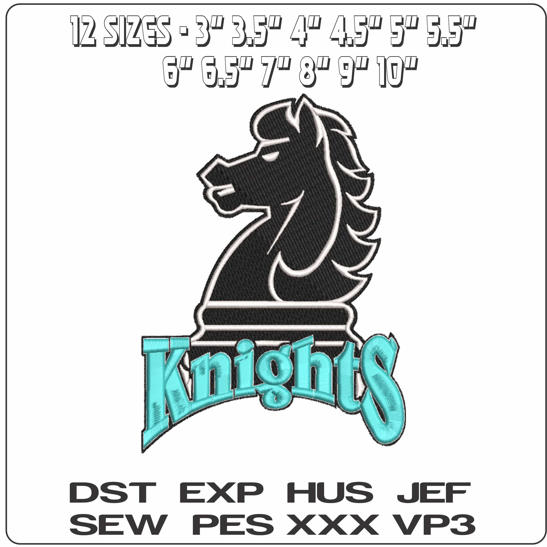 Fairleigh Dickinson Knights 1995 2004  University  - Elegant embroidery design file-instant download — view 2