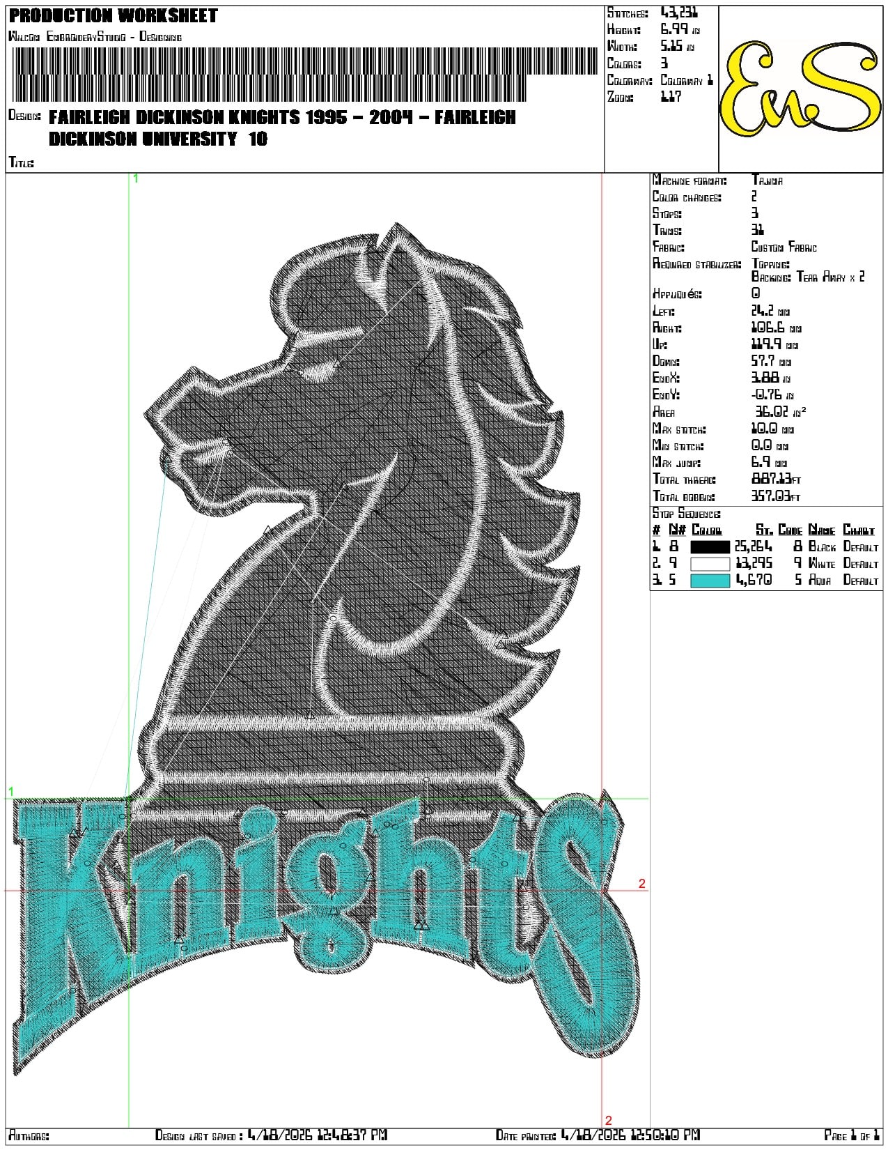 Fairleigh Dickinson Knights 1995 2004  University  - Elegant embroidery design file-instant download — view 3
