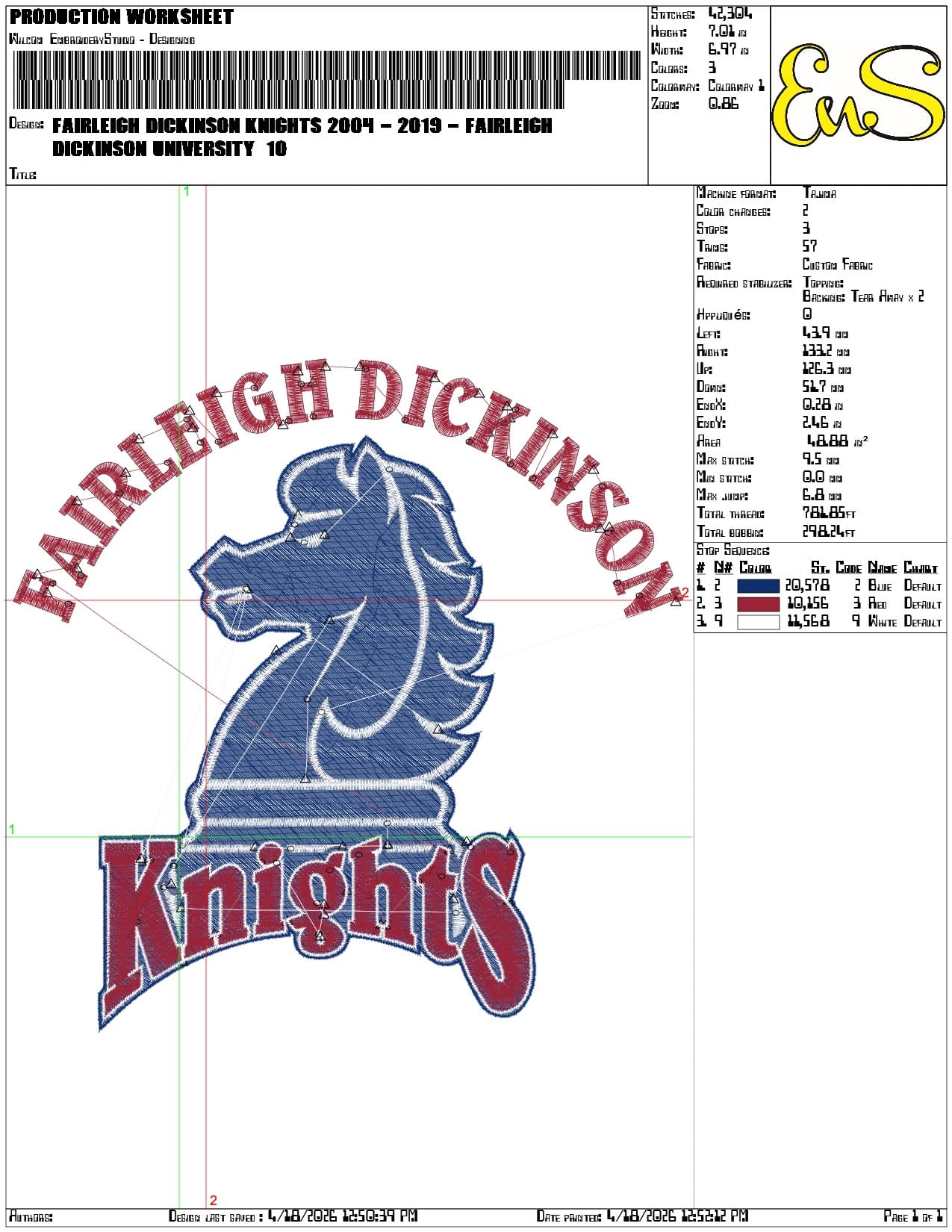 Fairleigh Dickinson Knights 2004 2019  University  - Elegant embroidery design file-instant download — view 3