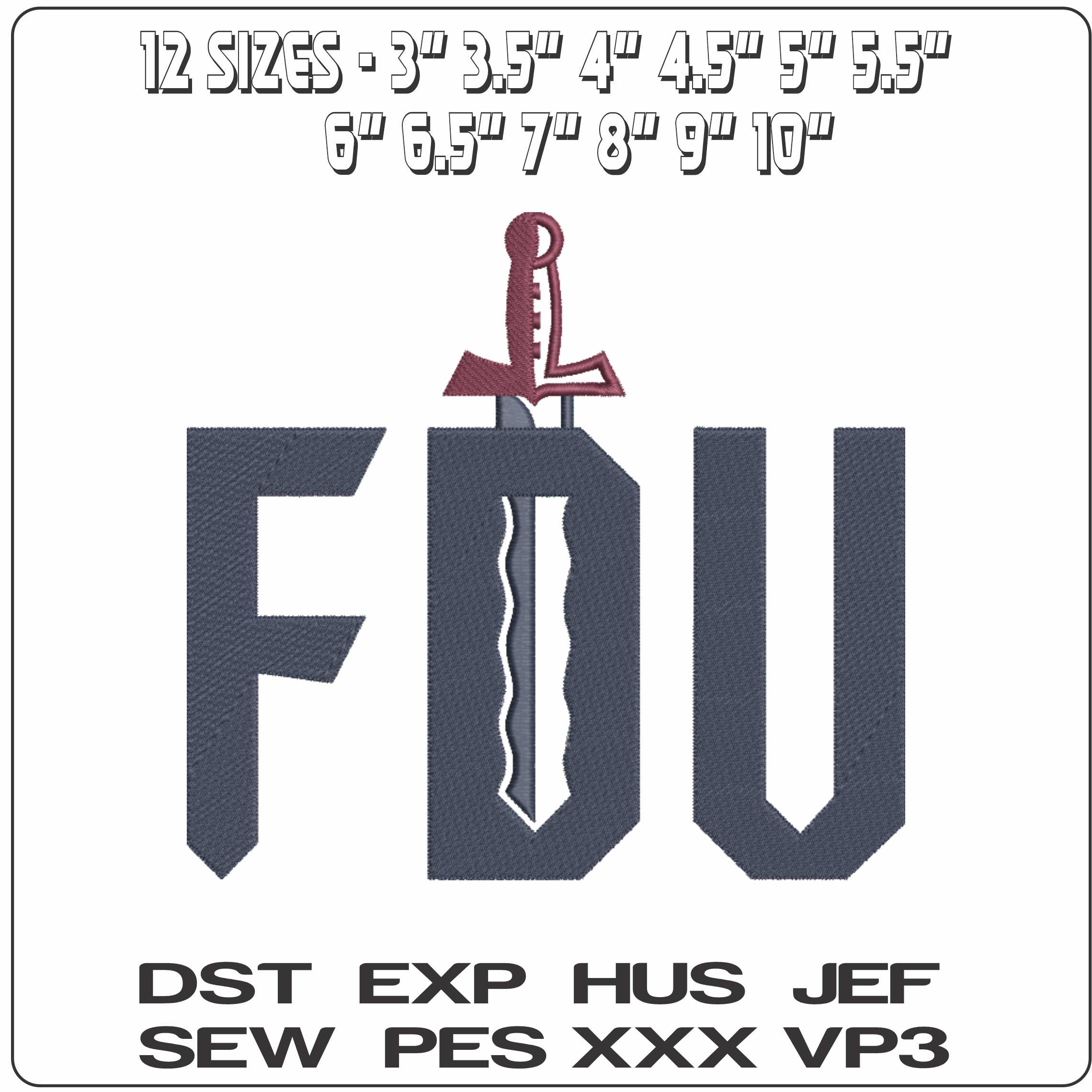 Fairleigh Dickinson Knights 2023 University  - Elegant embroidery design file-instant download — view 2
