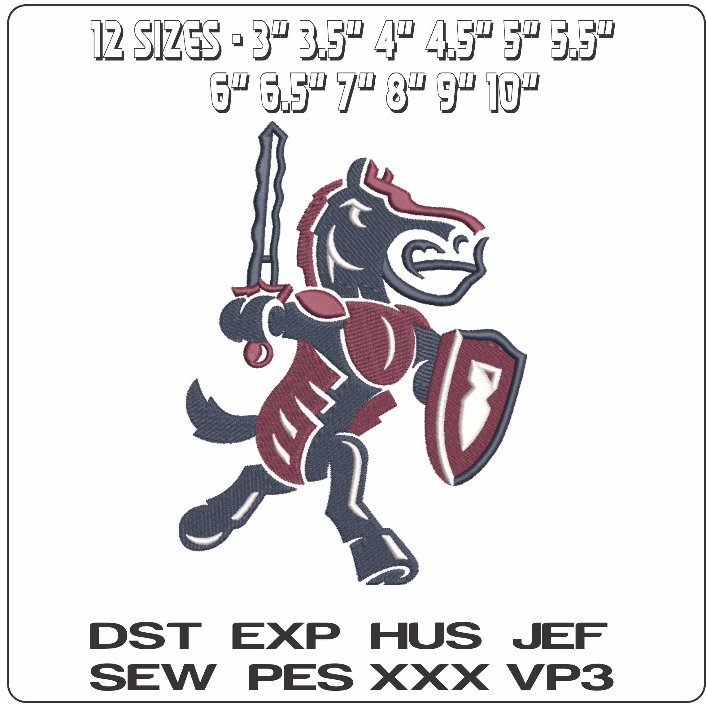 Fairleigh Dickinson Knights alternate  University  - Elegant embroidery design file-instant download — view 2