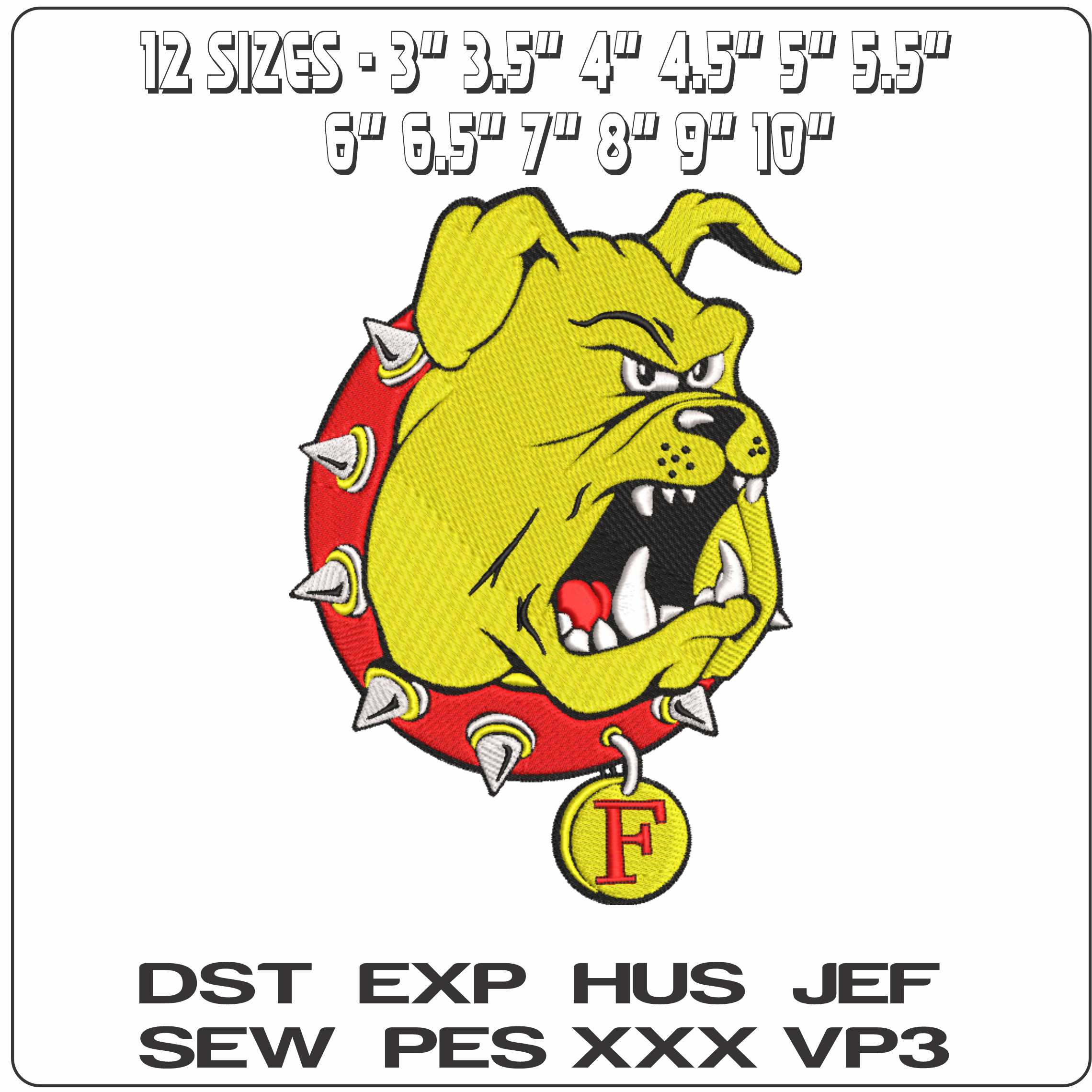 Ferris State Bulldogs 1993 on Ferris State University  - Elegant embroidery design file-instant download — view 2