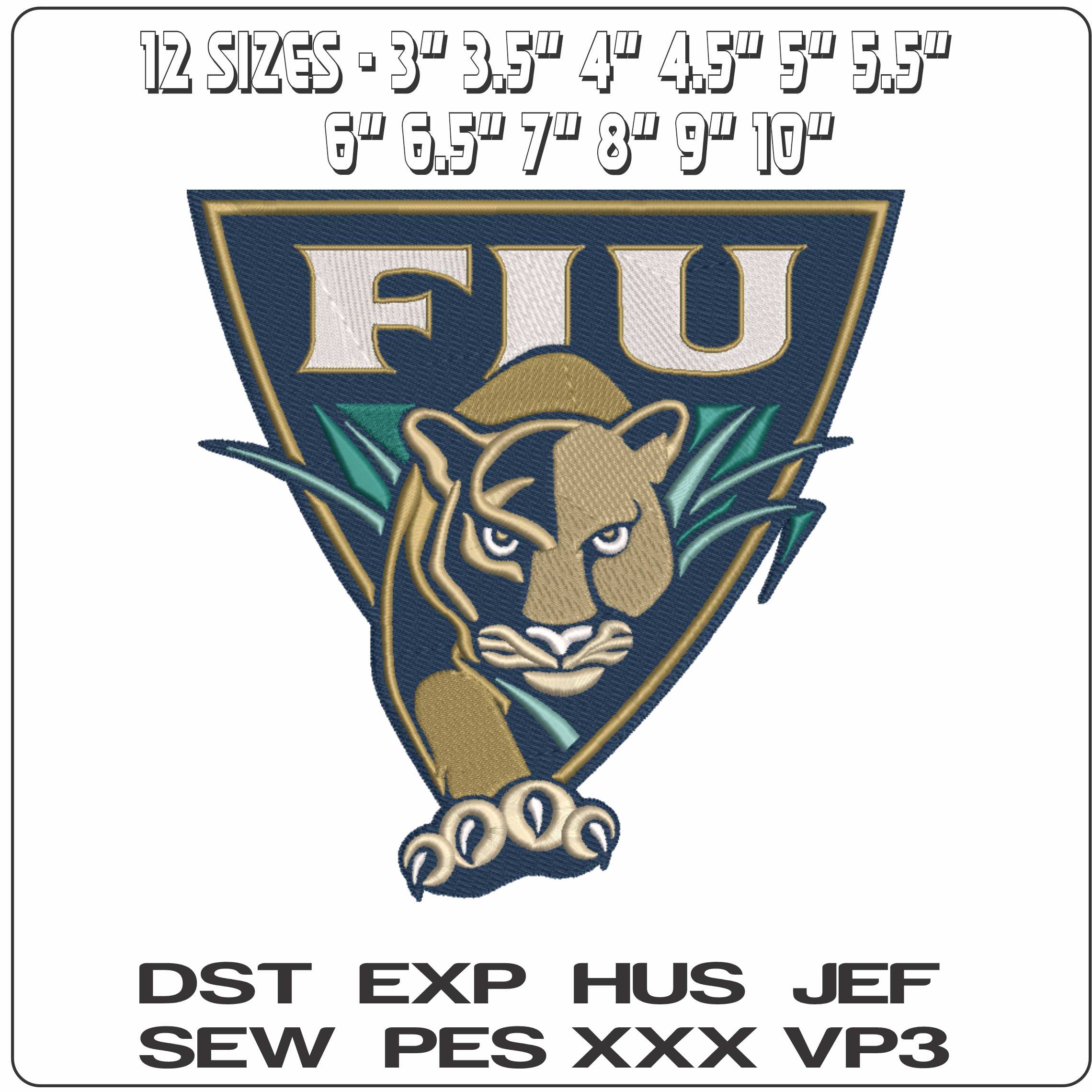 FIU Panthers 2001 to 2008 Alternative  University  - Elegant embroidery design file-instant download — view 2
