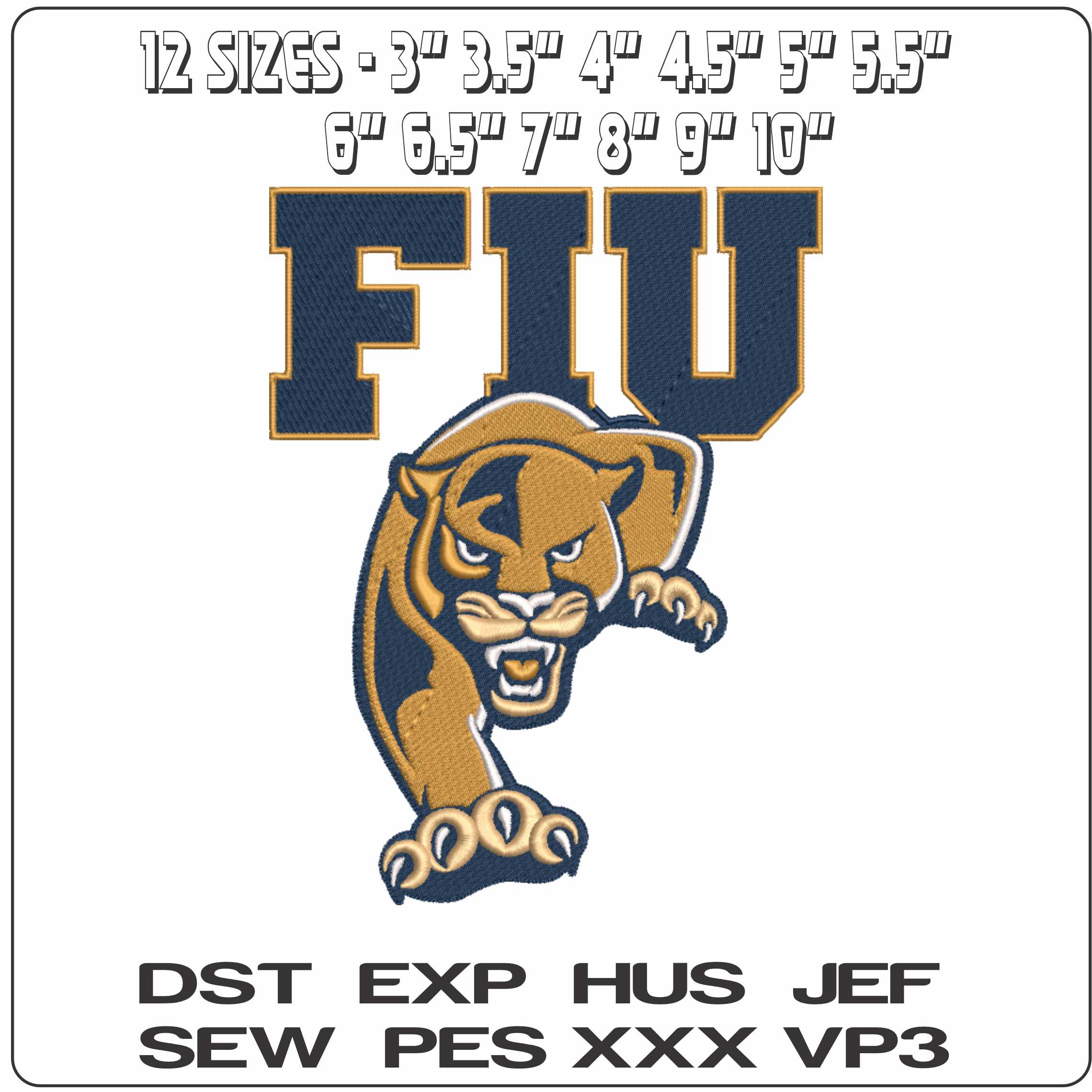 FIU Panthers 2008 on Florida International University  - Elegant embroidery design file-instant download — view 2
