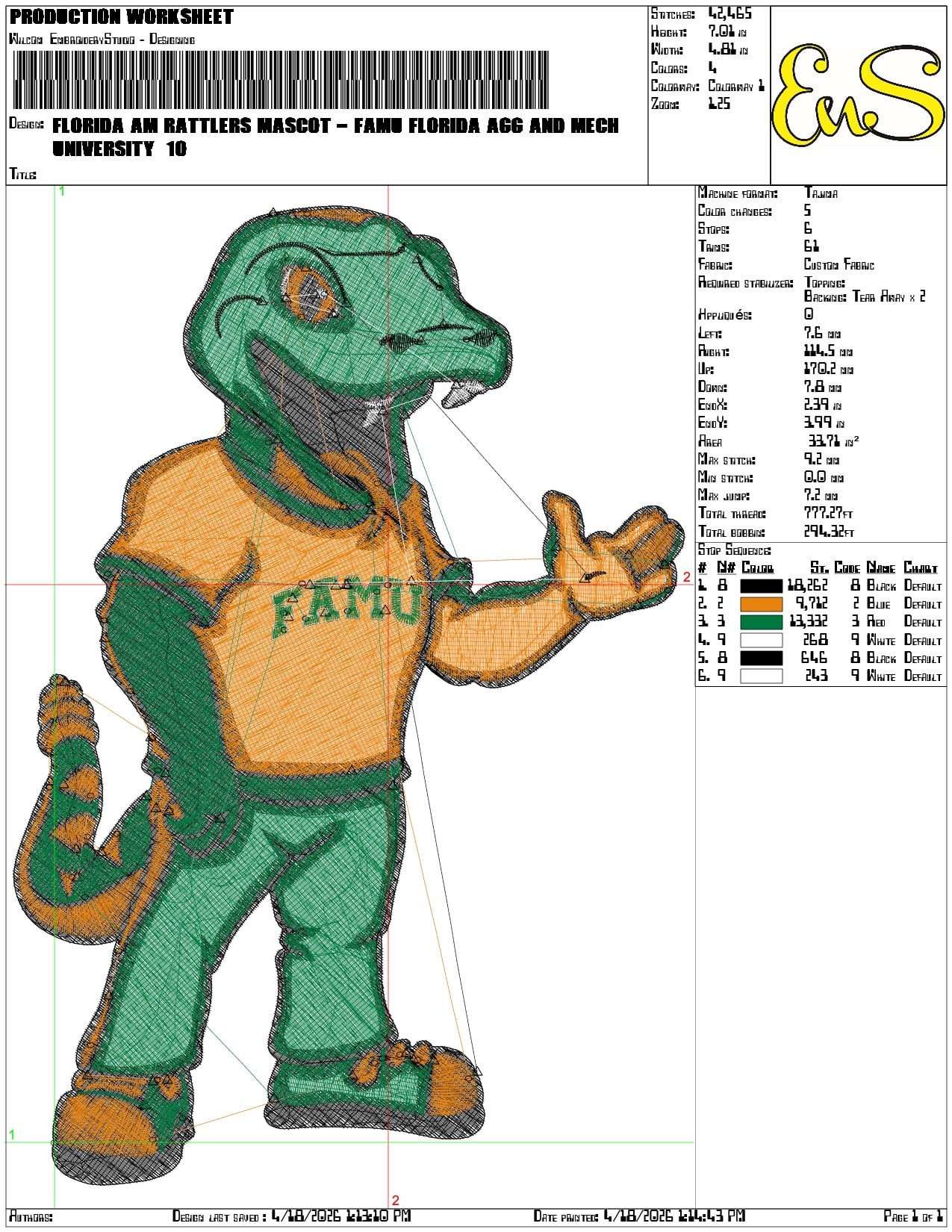 Florida AM Rattlers mascot FAMU  Agg and Mech University - Elegant embroidery design file-instant download — view 3
