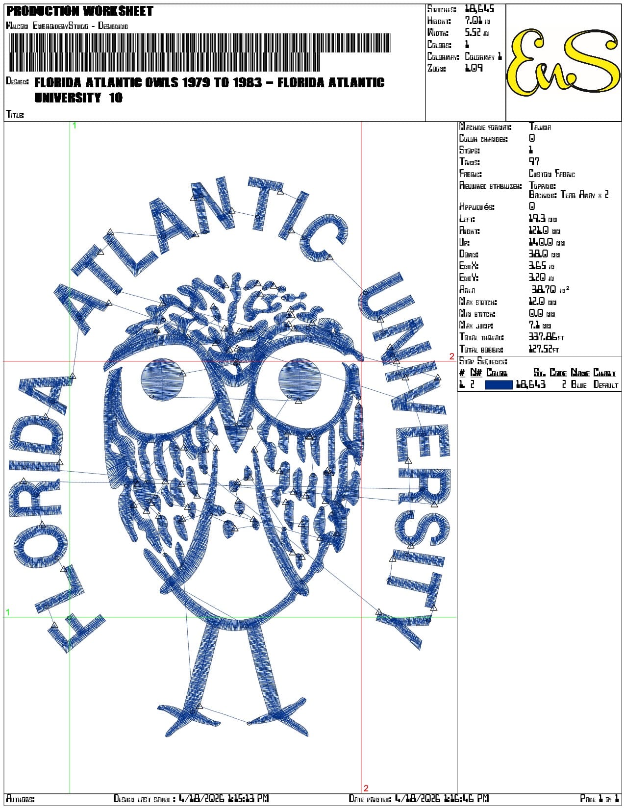 Florida Atlantic Owls 1979 to 1983 Florida Atlantic University - Elegant embroidery design file-instant download — view 3