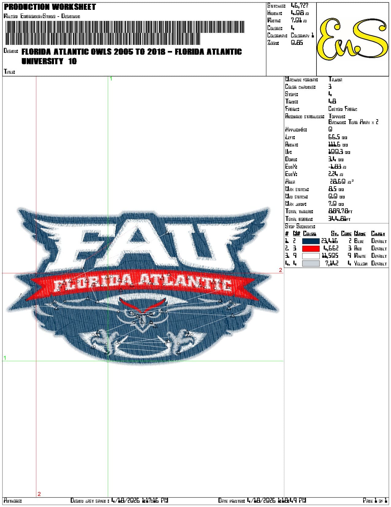 Florida Atlantic Owls 2005 to 2018 Florida Atlantic University - Elegant embroidery design file-instant download — view 3