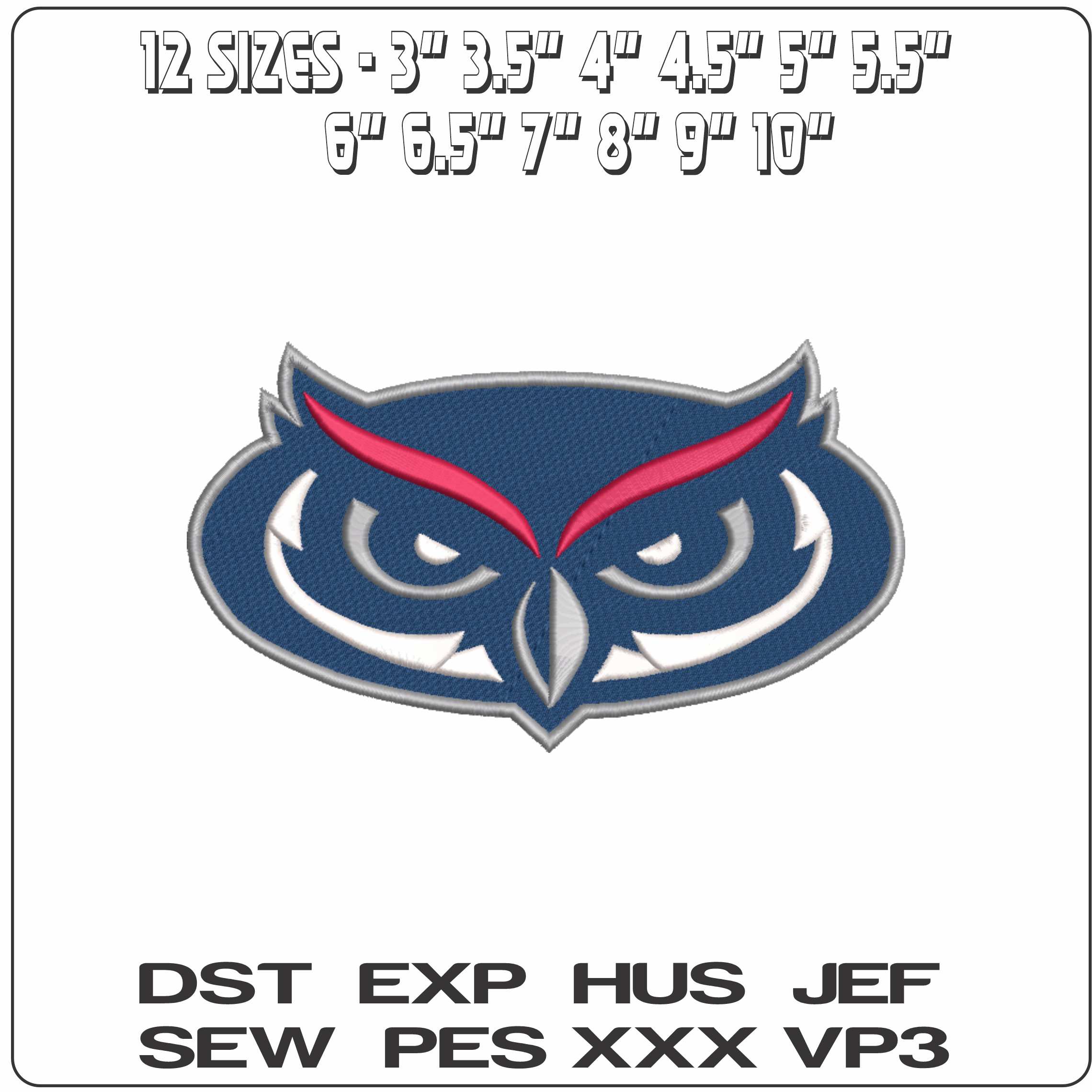 Florida Atlantic Owls 2023 on Florida Atlantic University - Elegant embroidery design file-instant download — view 2