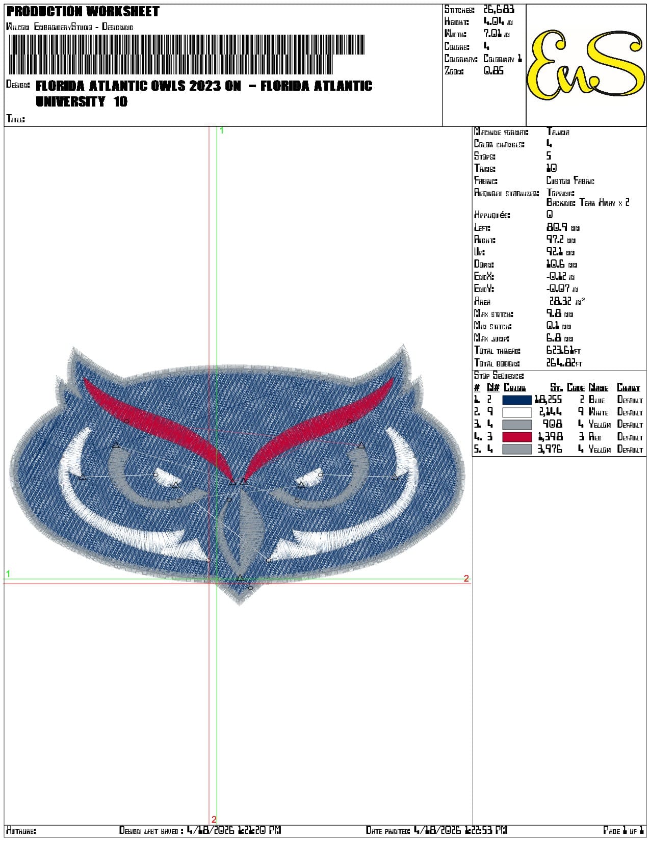 Florida Atlantic Owls 2023 on Florida Atlantic University - Elegant embroidery design file-instant download — view 3