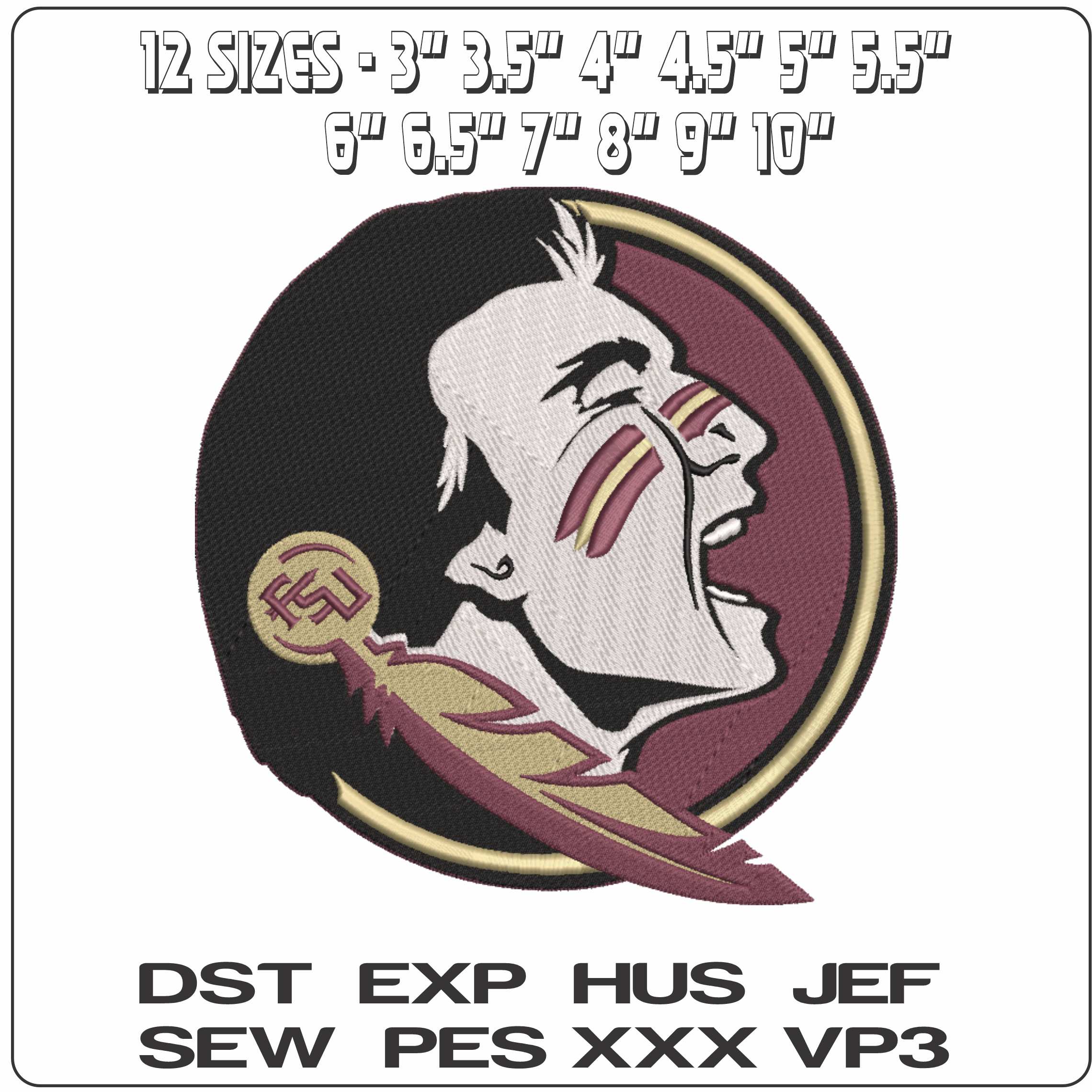 Florida State Seminoles 1976 on Florida State University - Elegant embroidery design file-instant download — view 2