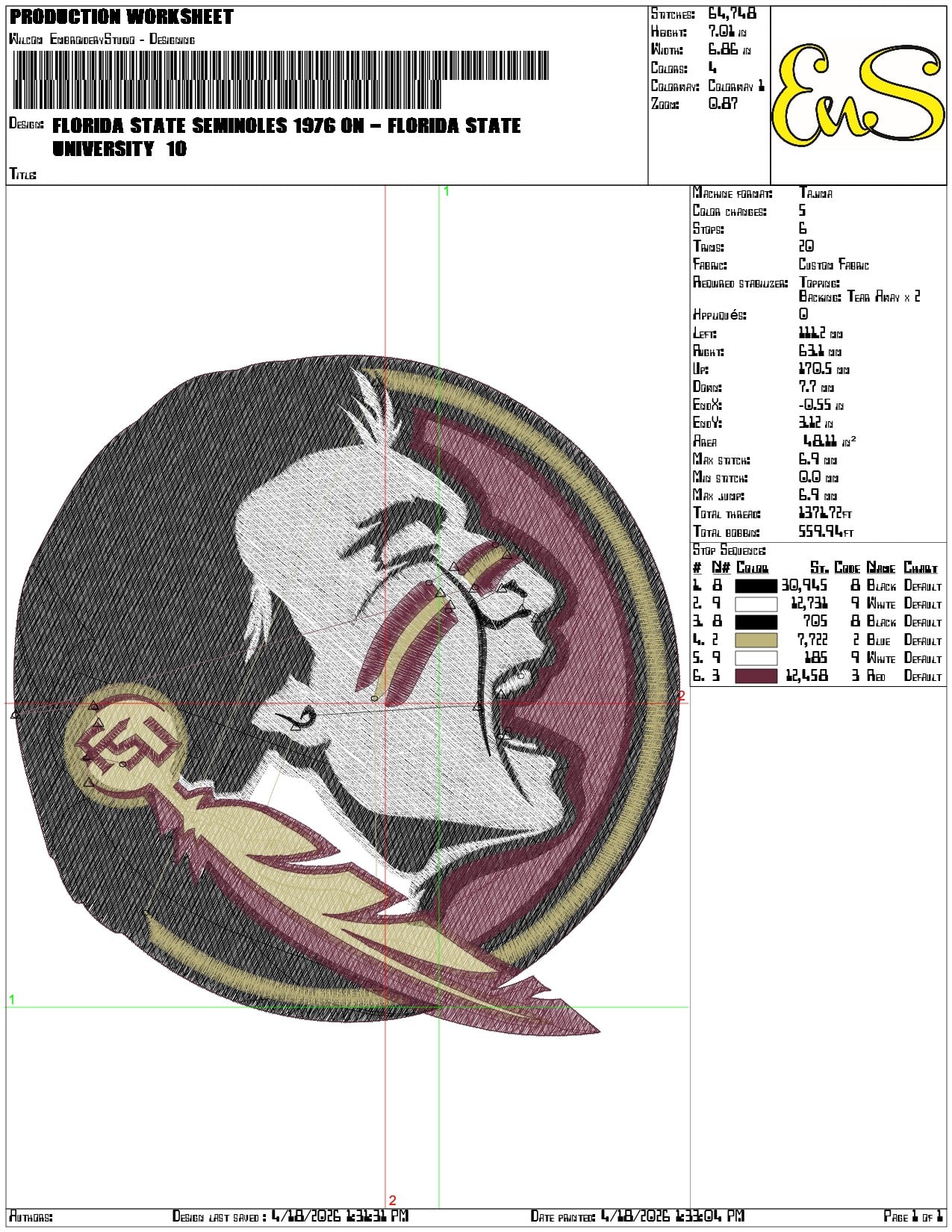 Florida State Seminoles 1976 on Florida State University - Elegant embroidery design file-instant download — view 3